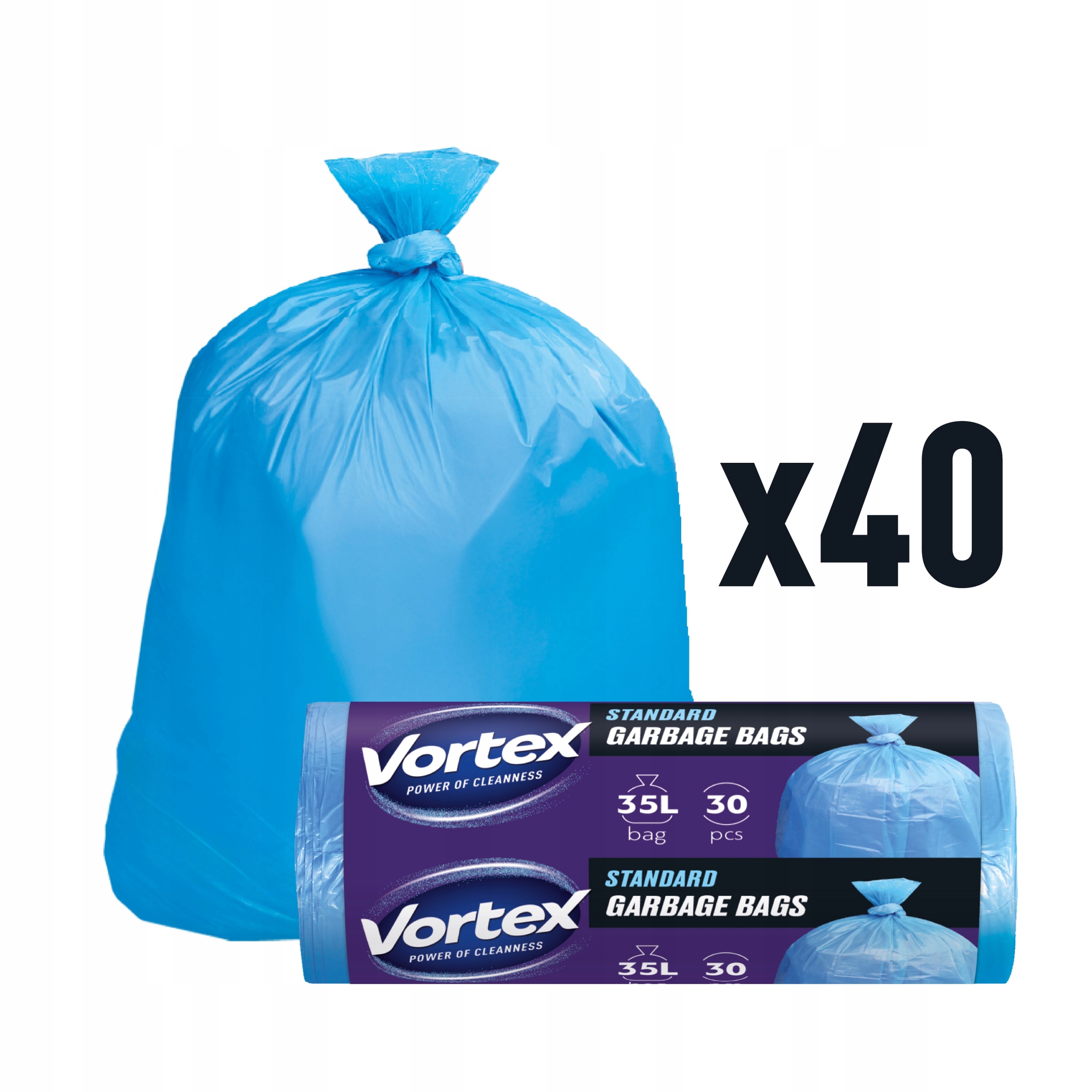 Levně Univerzální Sáčky Na Odpadky Silné 35L Odolné Modré Vortex 40x30ks