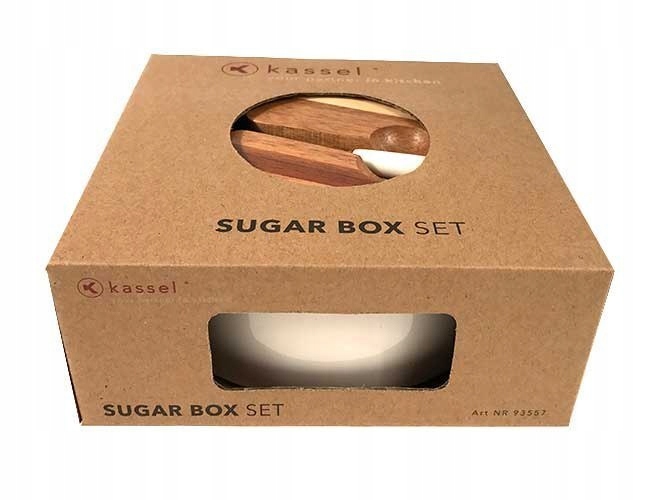 CUKIERNICA PORCELNOWA Z ŁYŻECZKĄ KASSEL 93557 Kolor biały odcienie brązu i beżu