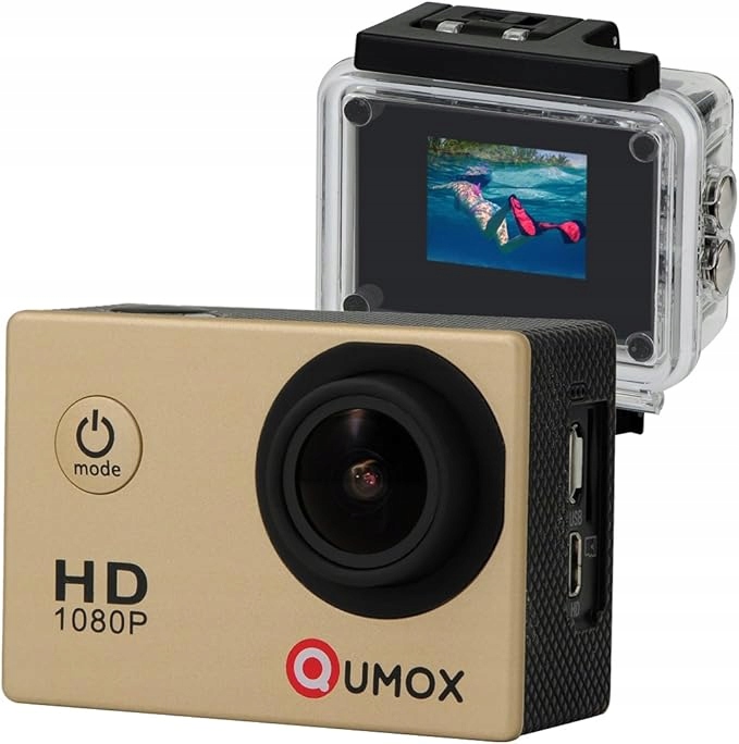 Kamera Sportowa Wodoodporna do 30 metrów Qumox SJ4000 Złota Zestaw Uchwytów