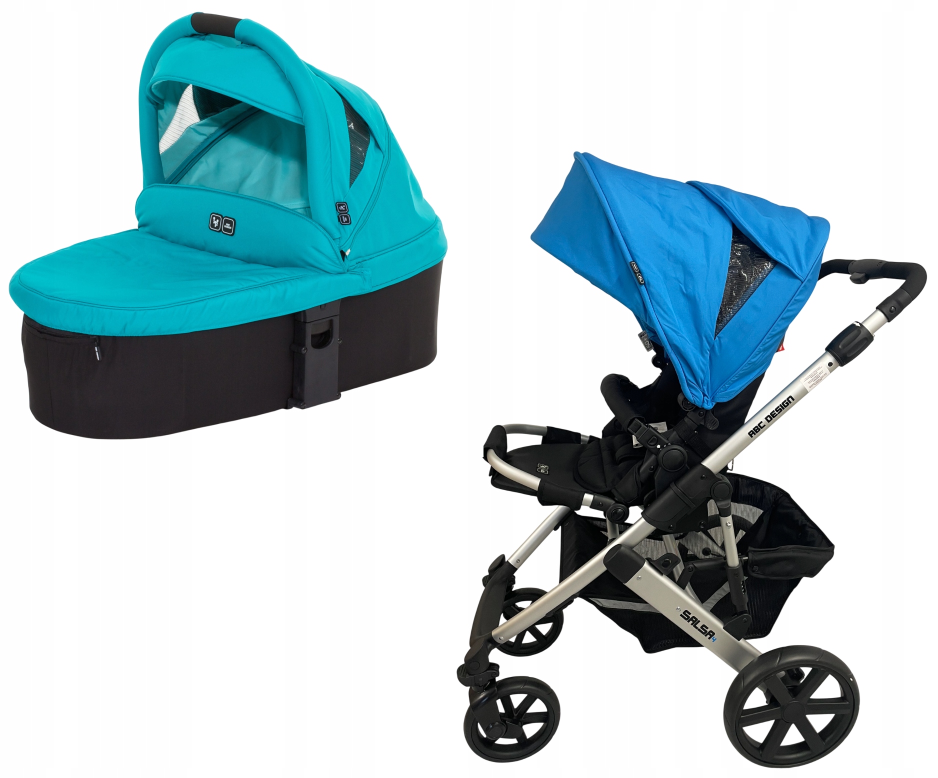 Abc Design Salsa 4 Wózek Wielofunkcyjny 2w1 Spacerówka Silver Blue +gondola