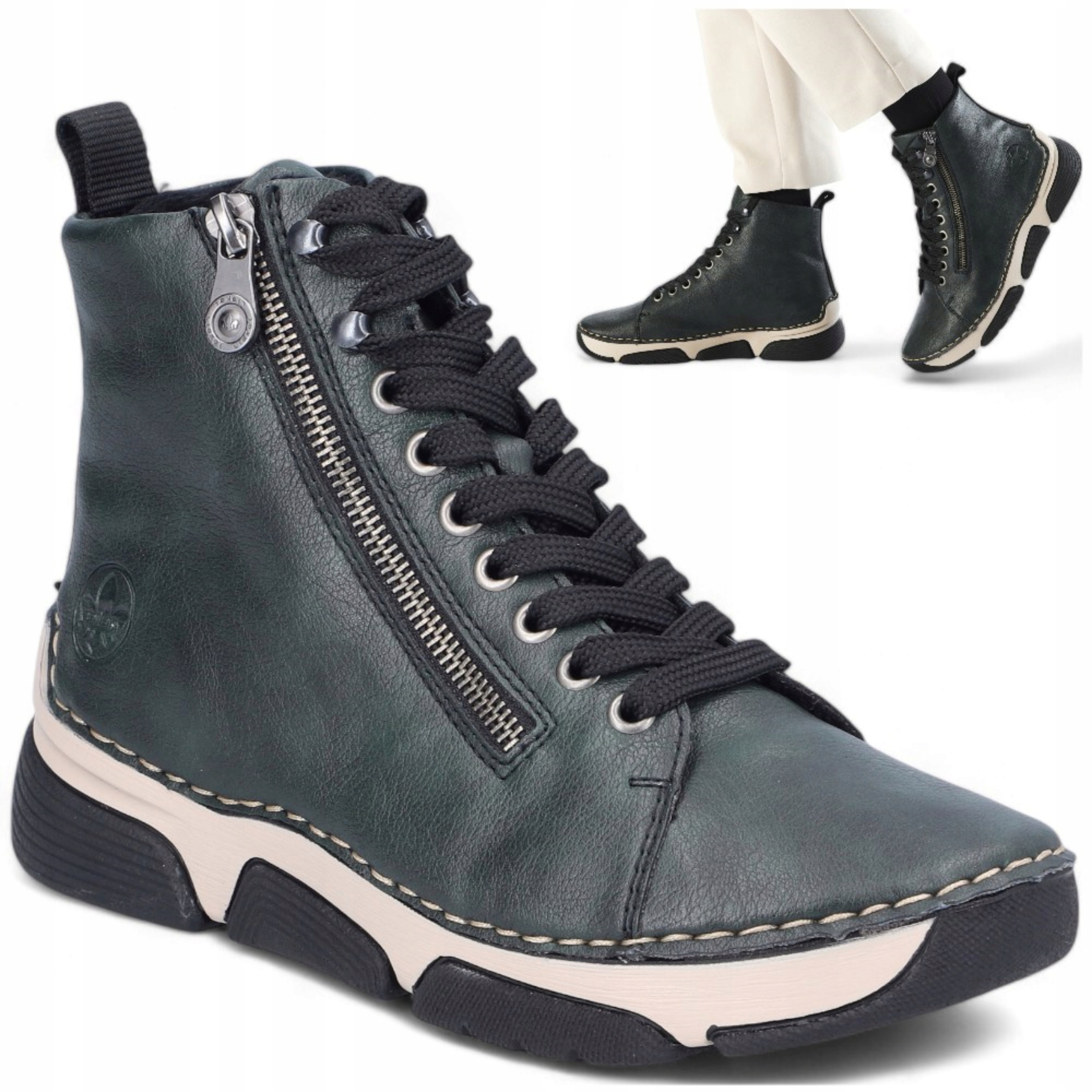 Dámské kotníkové boty 38 Rieker Zelené Nad Kotník boty na šněrování