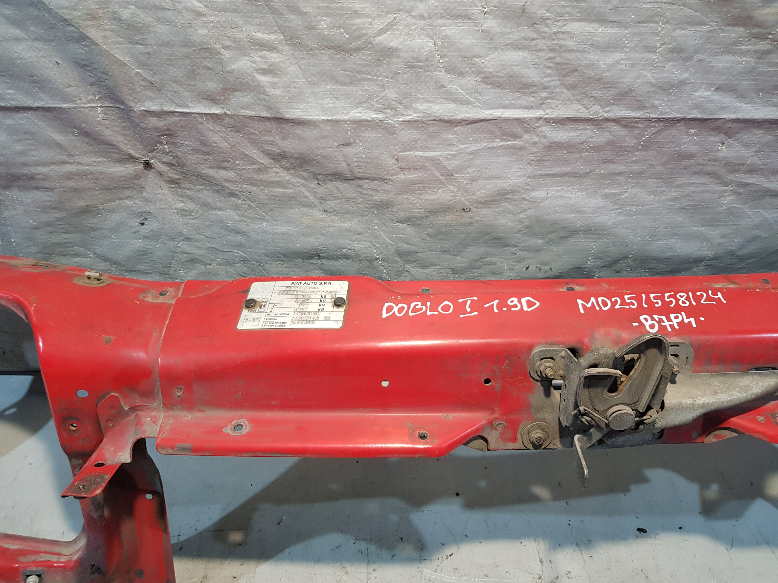 support panel for radiators pillar+bonnet latch lock FIAT DOBLO and 1.9D