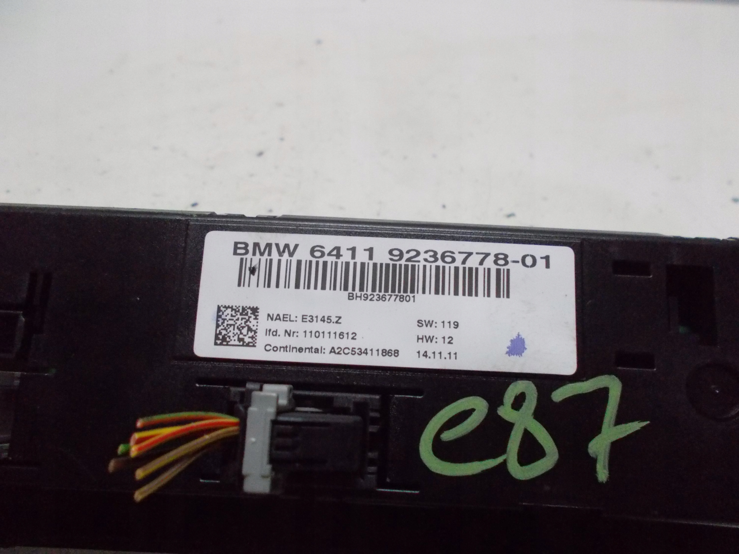BMW E87 2.0 D 11R PANEL klími klimatizaci 9236778