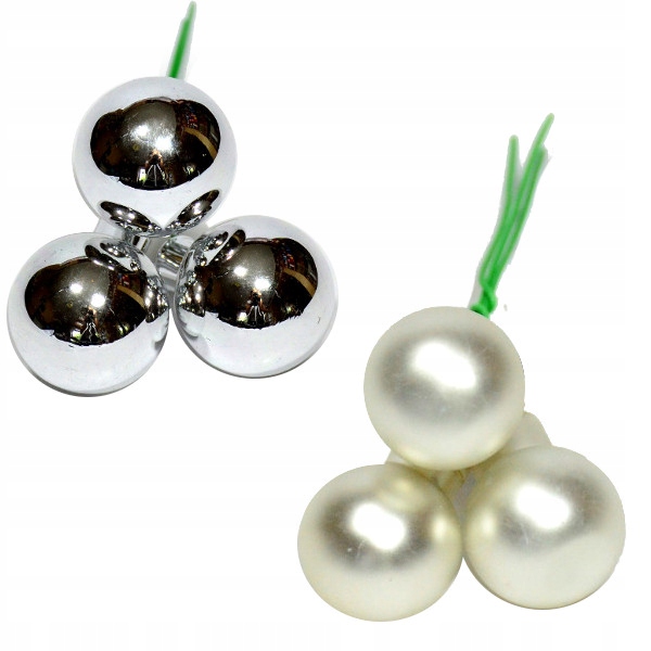 

Bombki szklane drucik Srebro Mat/błysk 2cm/36SZT