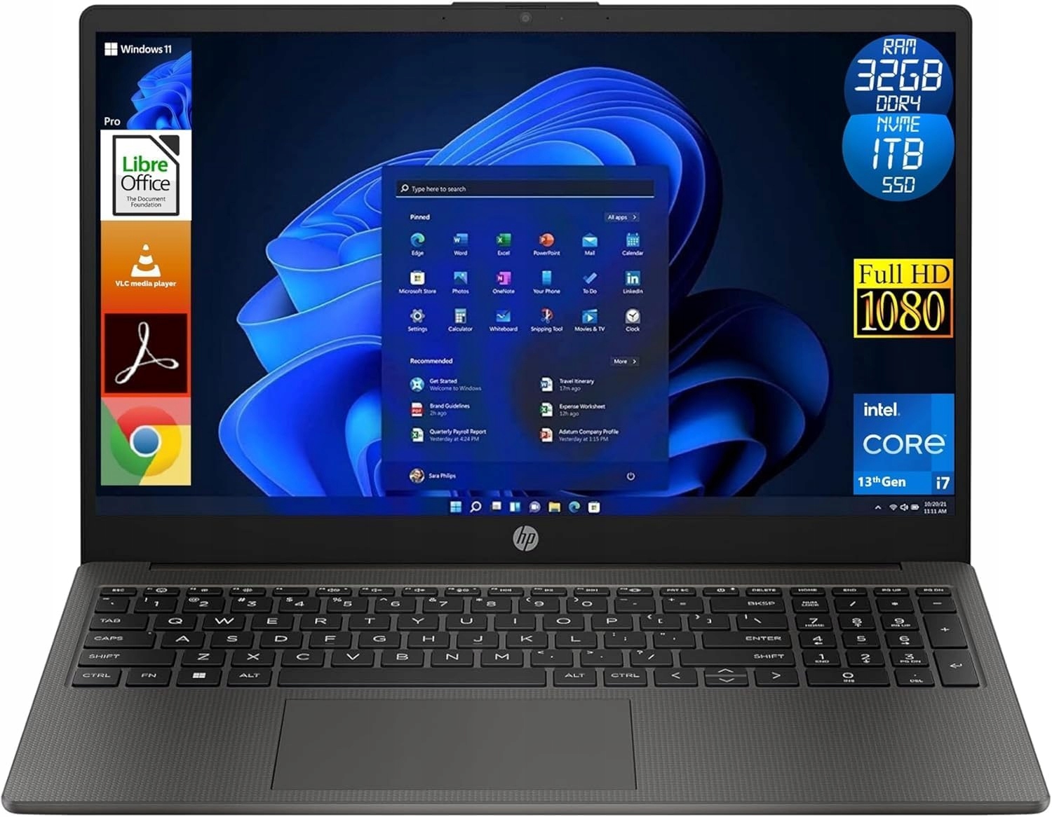 Rychlý notebook pro práci Hp 250 G10 15,6 i7-1355U 32GB 1 Tb Ssd Iris Xe Win