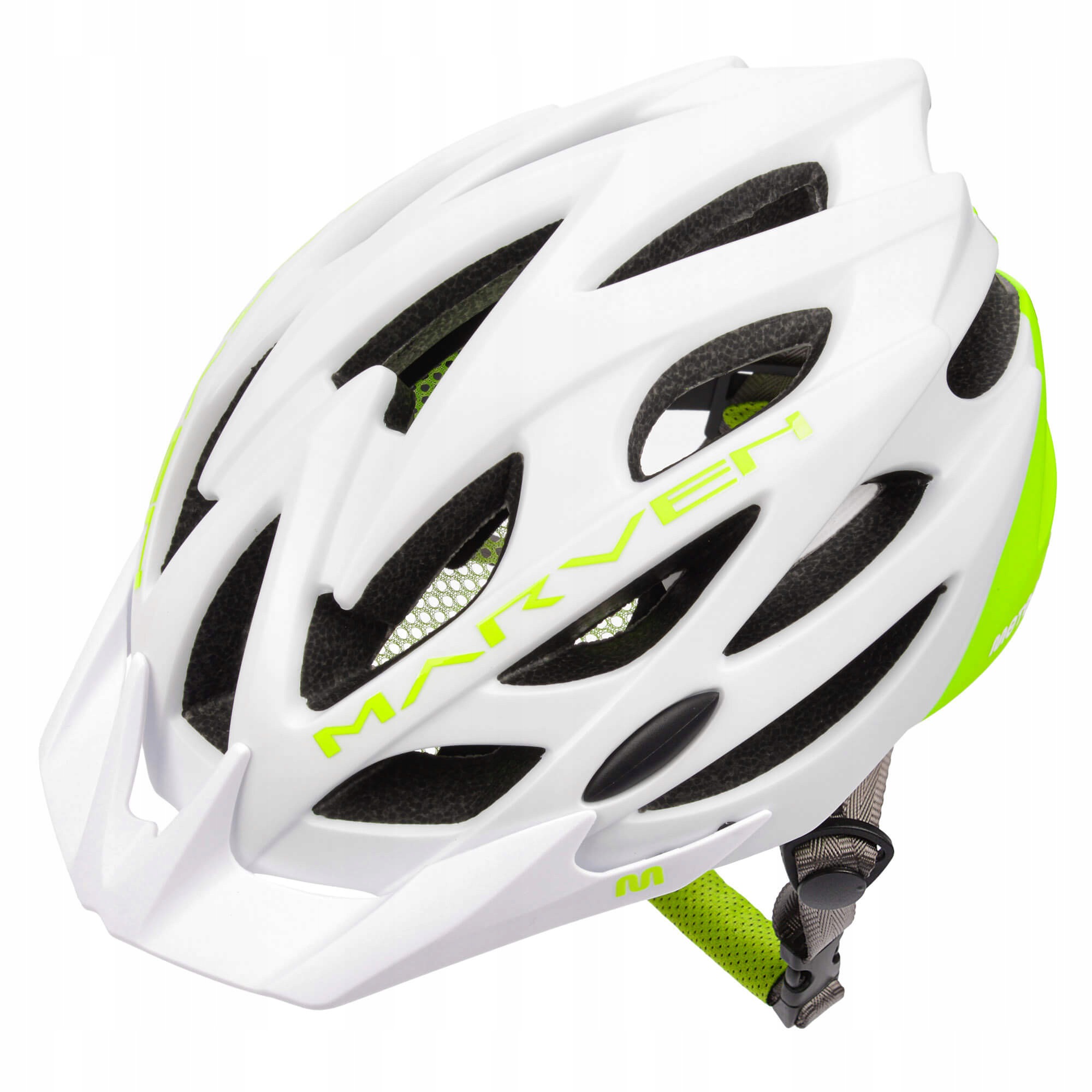 Městská cyklistická přilba Meteor Marven S 52-56 cm bílá neonově zelená EN1078