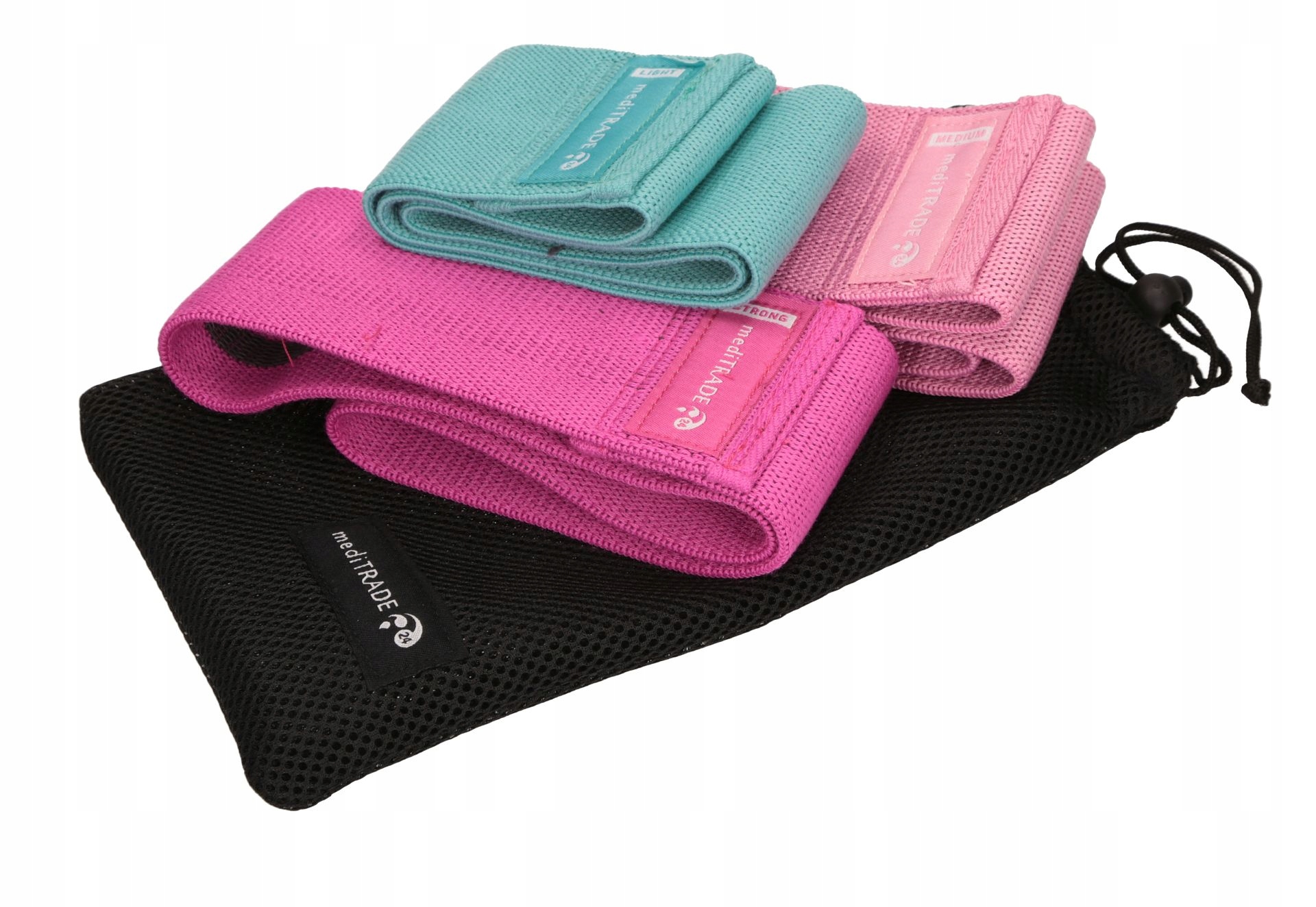 3 GUMY TAŚMY OPOROWE MATERIAŁOWE HIP BAND NICI SILIKONOWE ZESTAW DO ĆWICZEŃ Długość 60 cm