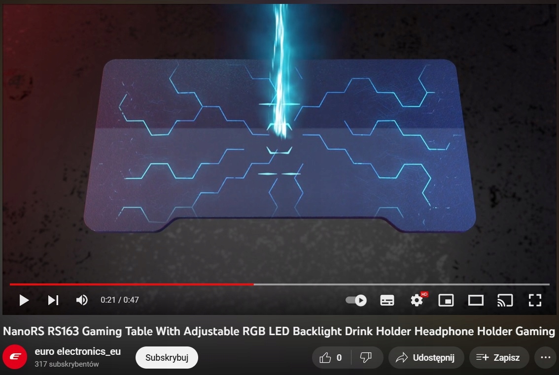 Biurko komputerowe gamingowe podświetlenie LED RGB Kolor nóg inny