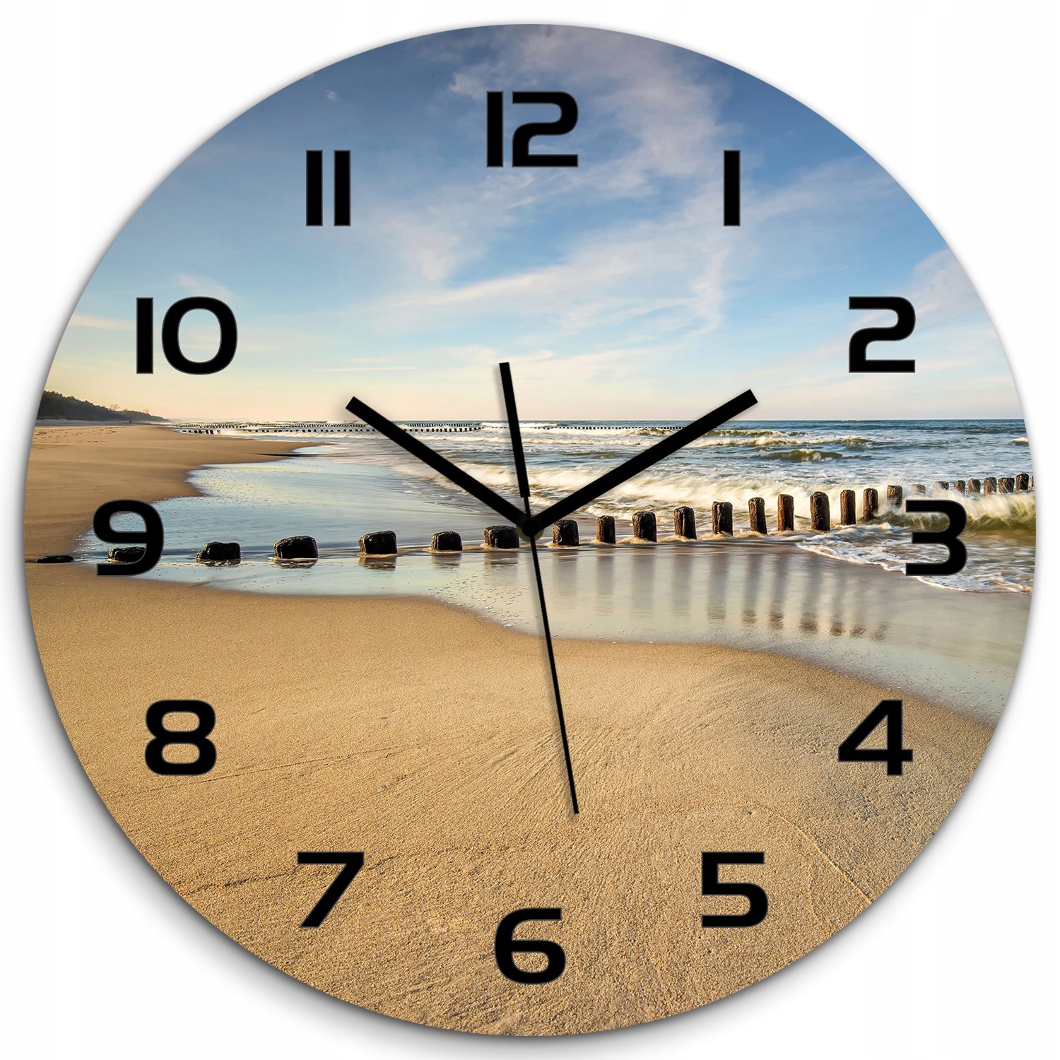 

Cichy szklany zegar Plaża nad Bałtykiem fi 60 cm