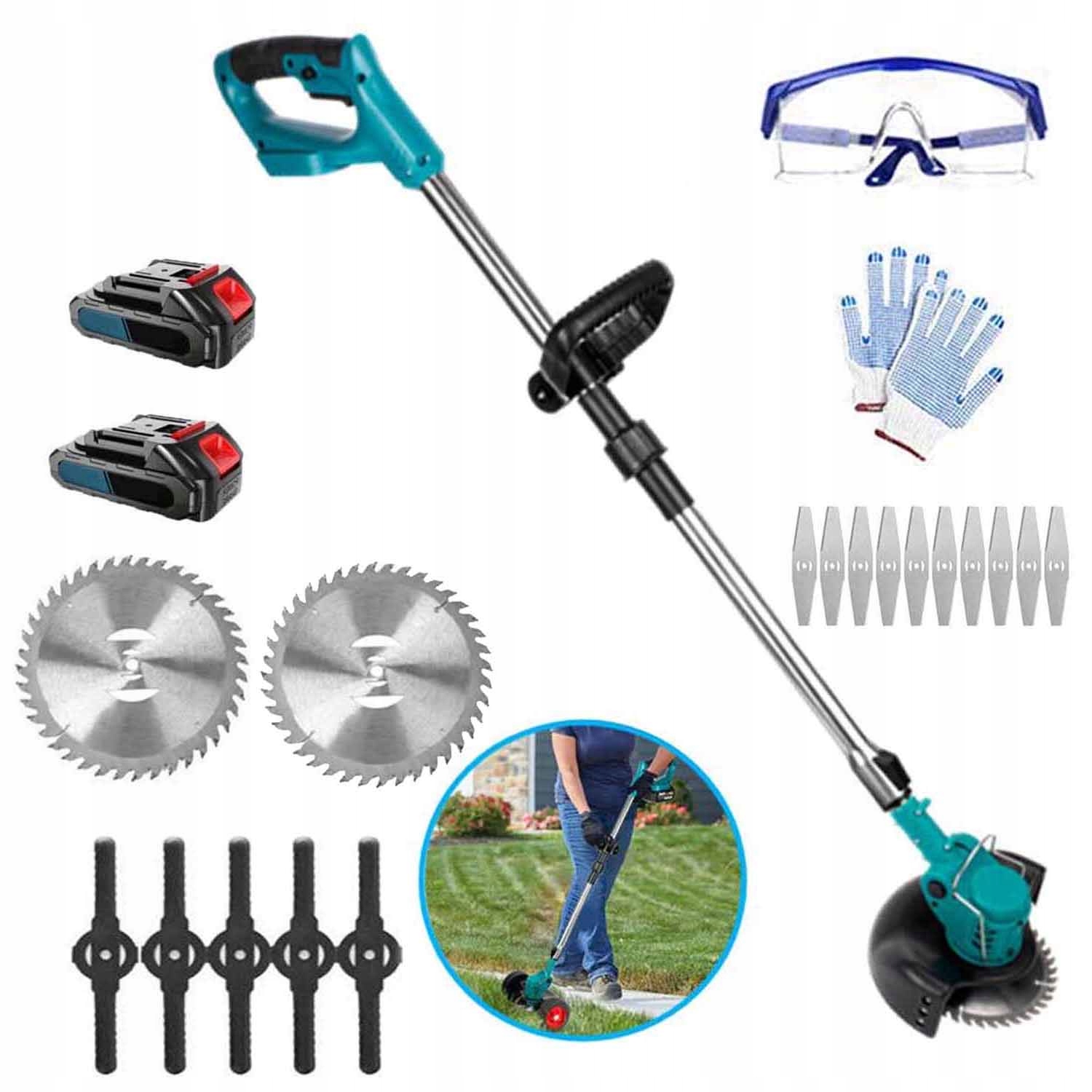 Aku Vyžínač Elektrická Vyžínač Křovinořez Na Trávy 21V 2*AKU