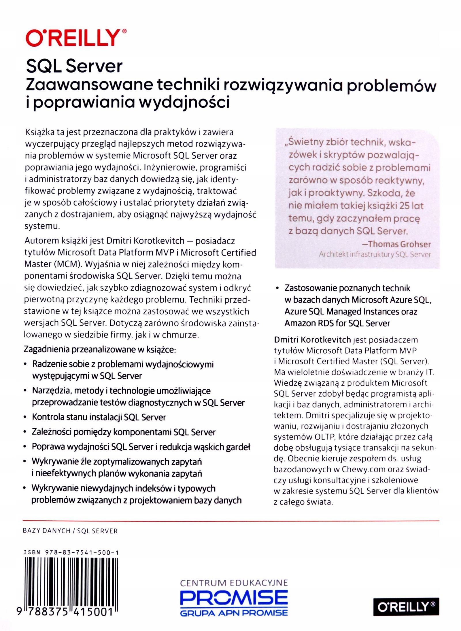 SQL SERVER - zaawansowane techniki rozwiązywania p Stan opakowania oryginalne