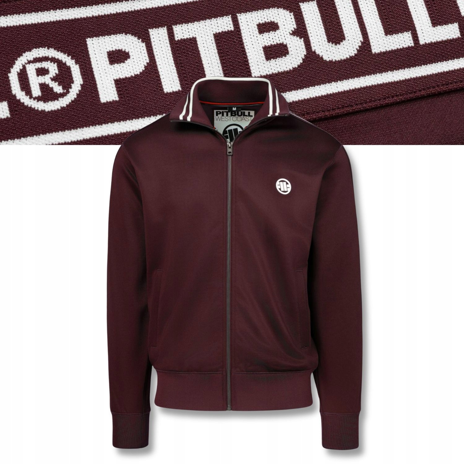 Pánská Rozepínací mikina Pitbull Oldschool Tape Logo s vysokým žebrovaným stojáčkem