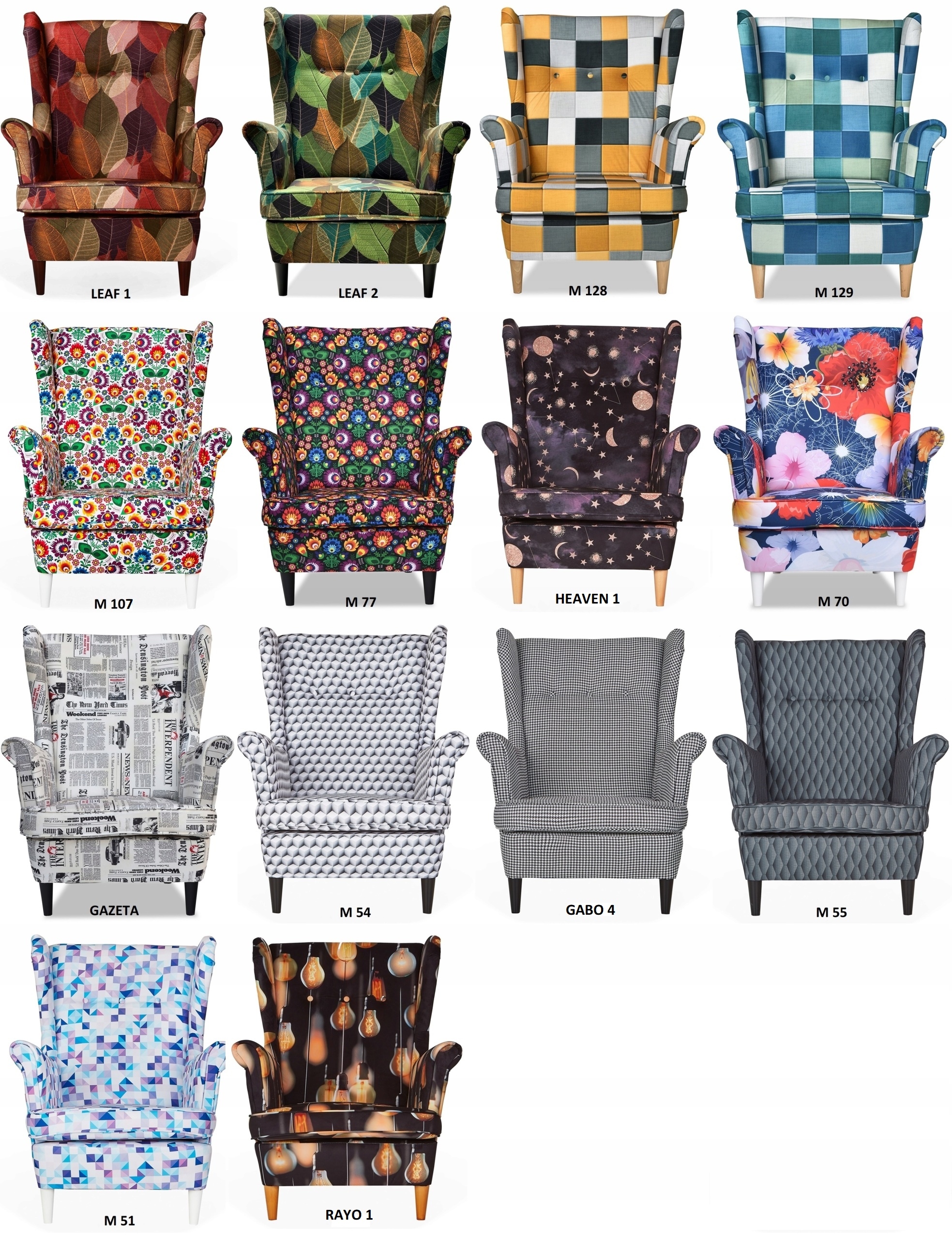 Fotel Uszak róże różyczki na ciemnobeżowym tle Kolor korpusu orzech ciemny