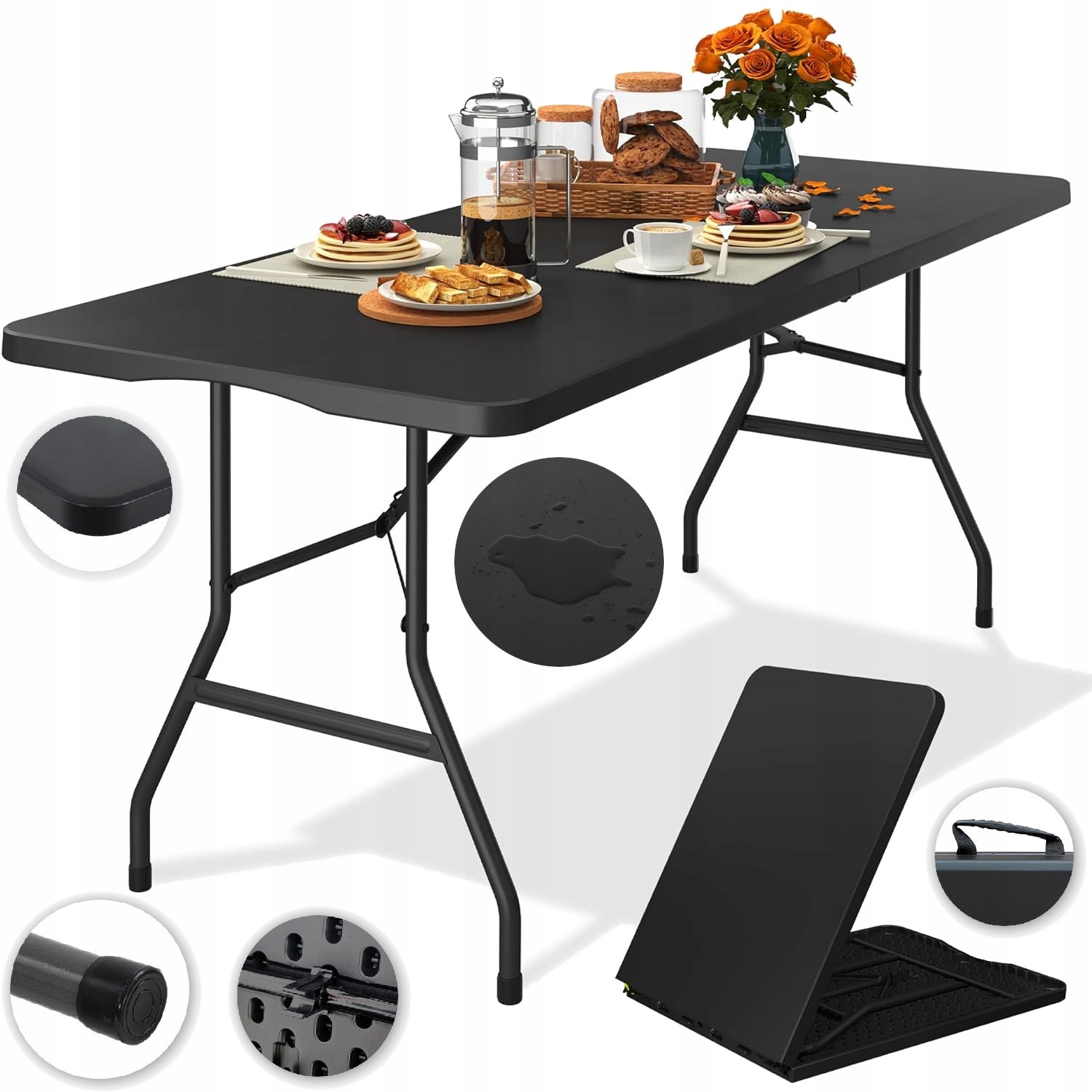 STÓŁ CATERINGOWY WZMOCNIONY składany OGRODOWY BANKIETOWY PREMIUM 180 cm