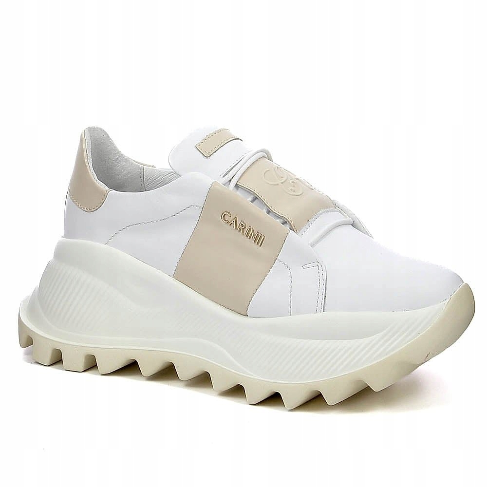 Białe Sneakersy Skórzane Carinii B8980-S49 R.39