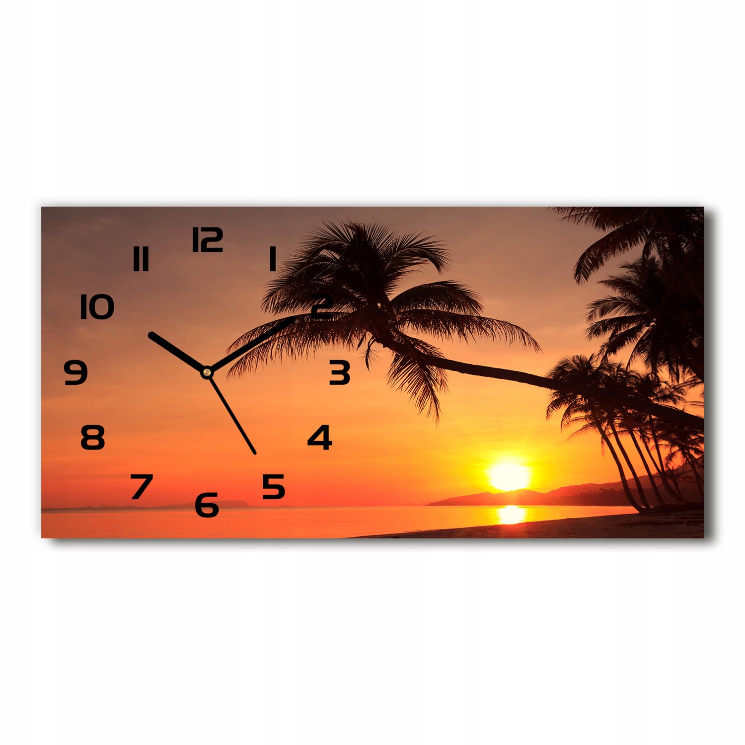 

Zegar ścienny szklany Zachód słońca plaża 60x30 cm