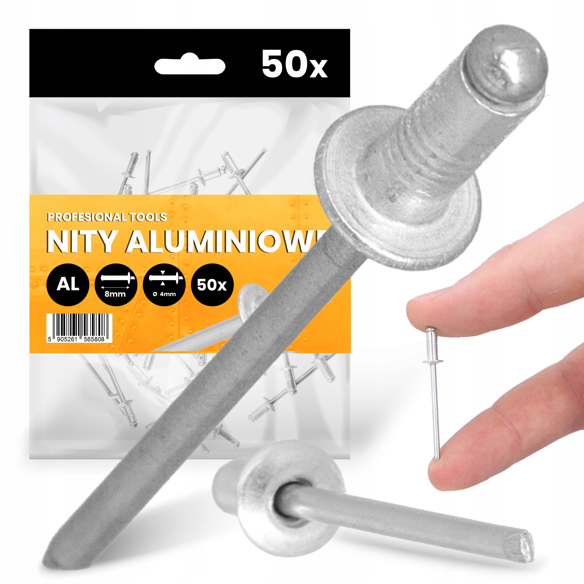 50x Nity Zrywalne 4x8 mm Aluminiowe Stalowe Ocynkowane Nierdzewne Nit Mo Iu