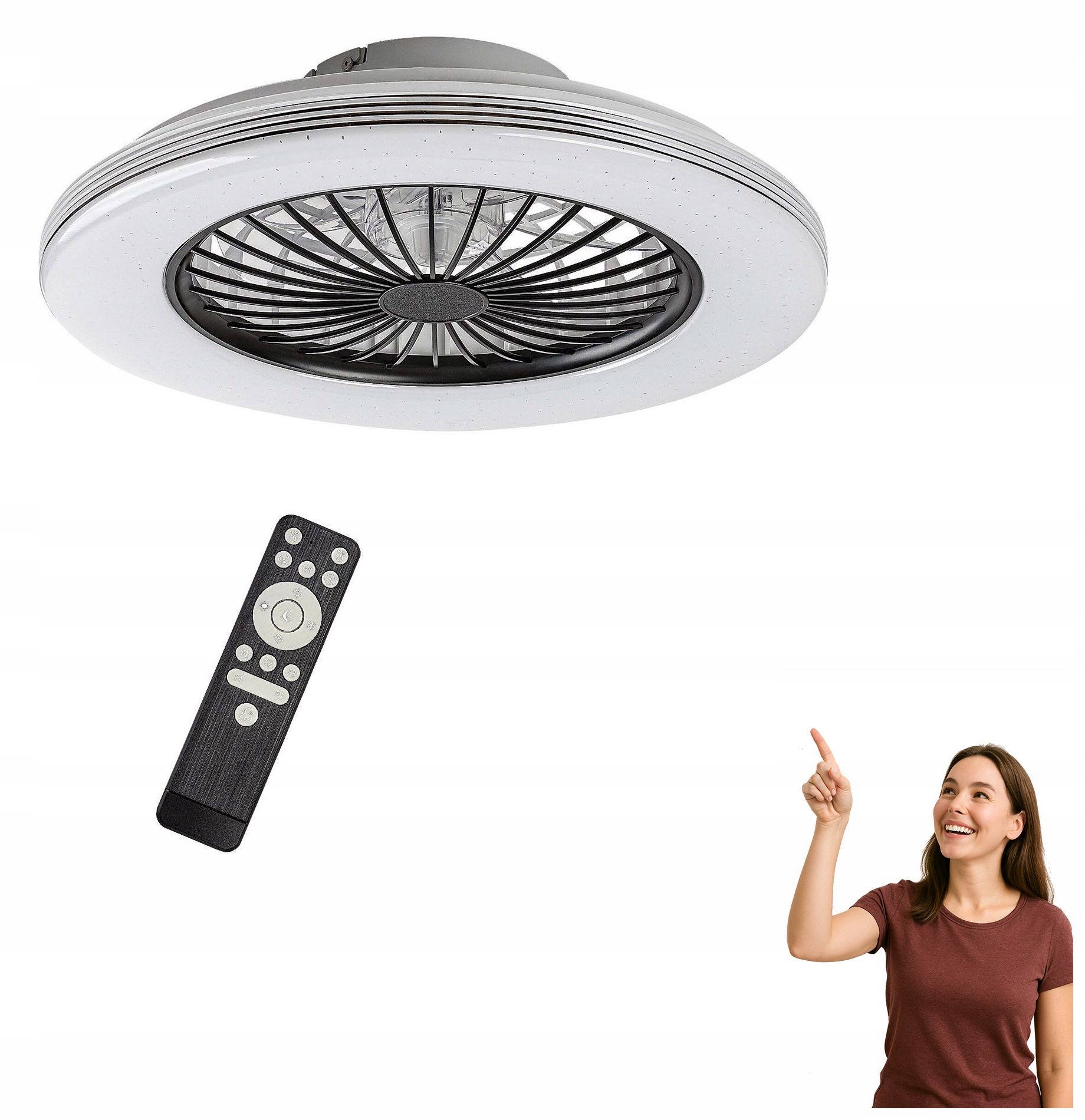 Stropní svítidlo s ventilátorem Led lampowentylator 48W s dálkovým ovládáním DALFON2 7