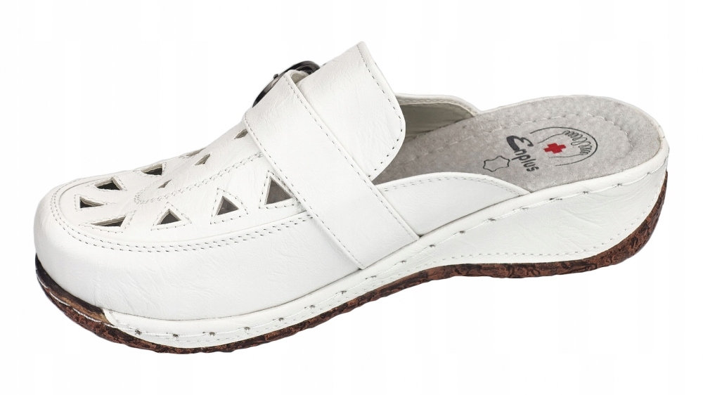 KLAPKI DAMSKIE LETNIE ZDROWOTNE BIAŁE 038-2 Długość wkładki 26.2 cm