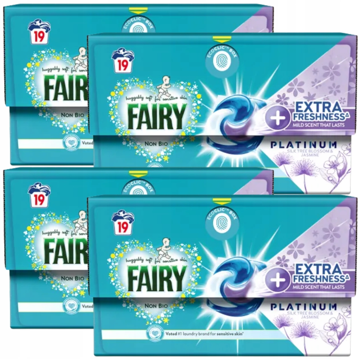 Fairy Platinum Non Bio Extra Freshness 19 Prań Kwiat Jedwabiu i Jaśmin