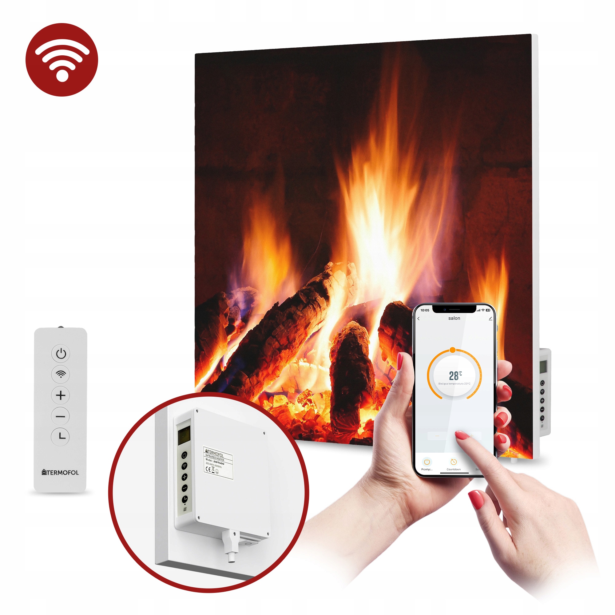 Ohrievač s infračervenou potlačou 350 W 60x60 cm WiFi
