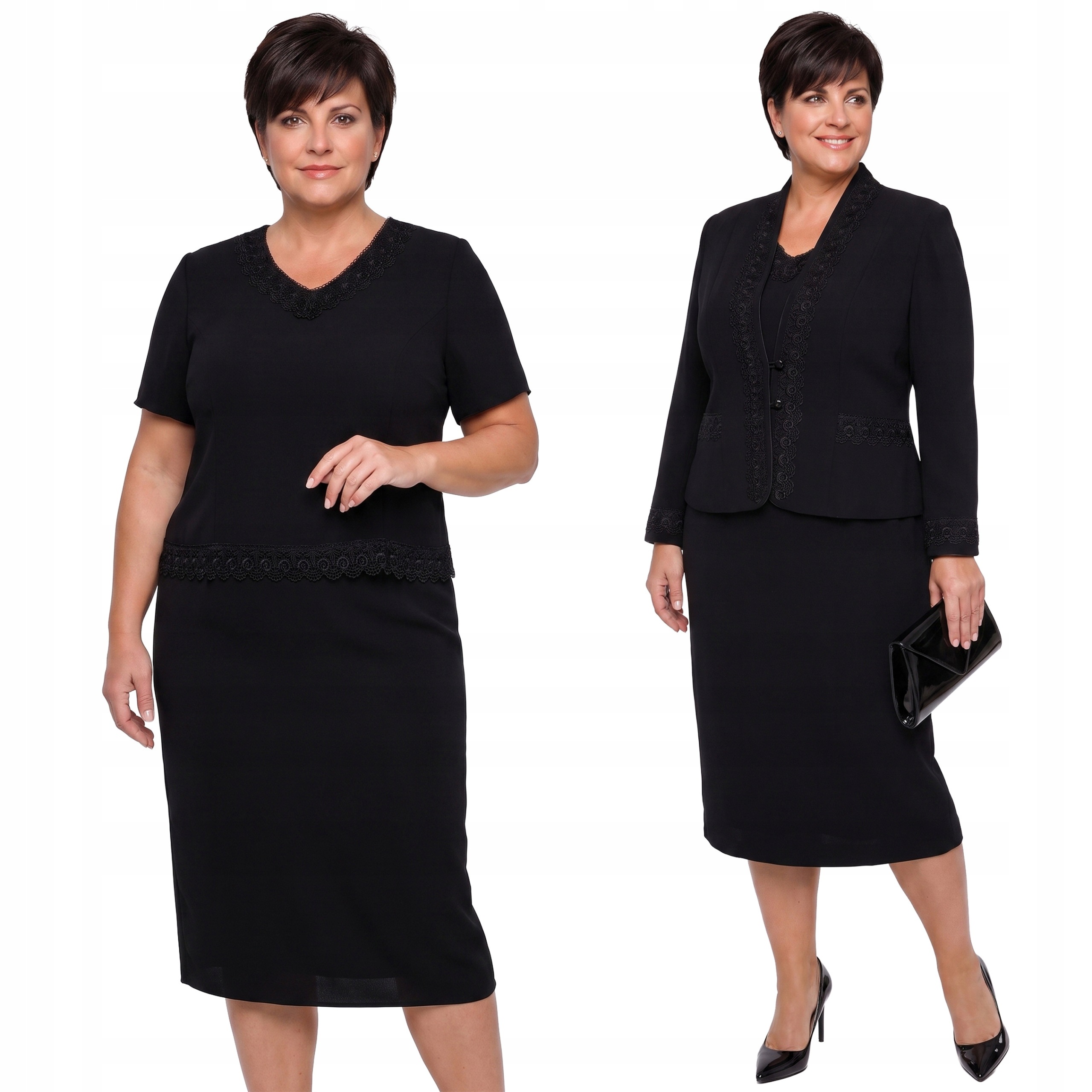Třídílná sukně v černé barvě plus size velikost 58
