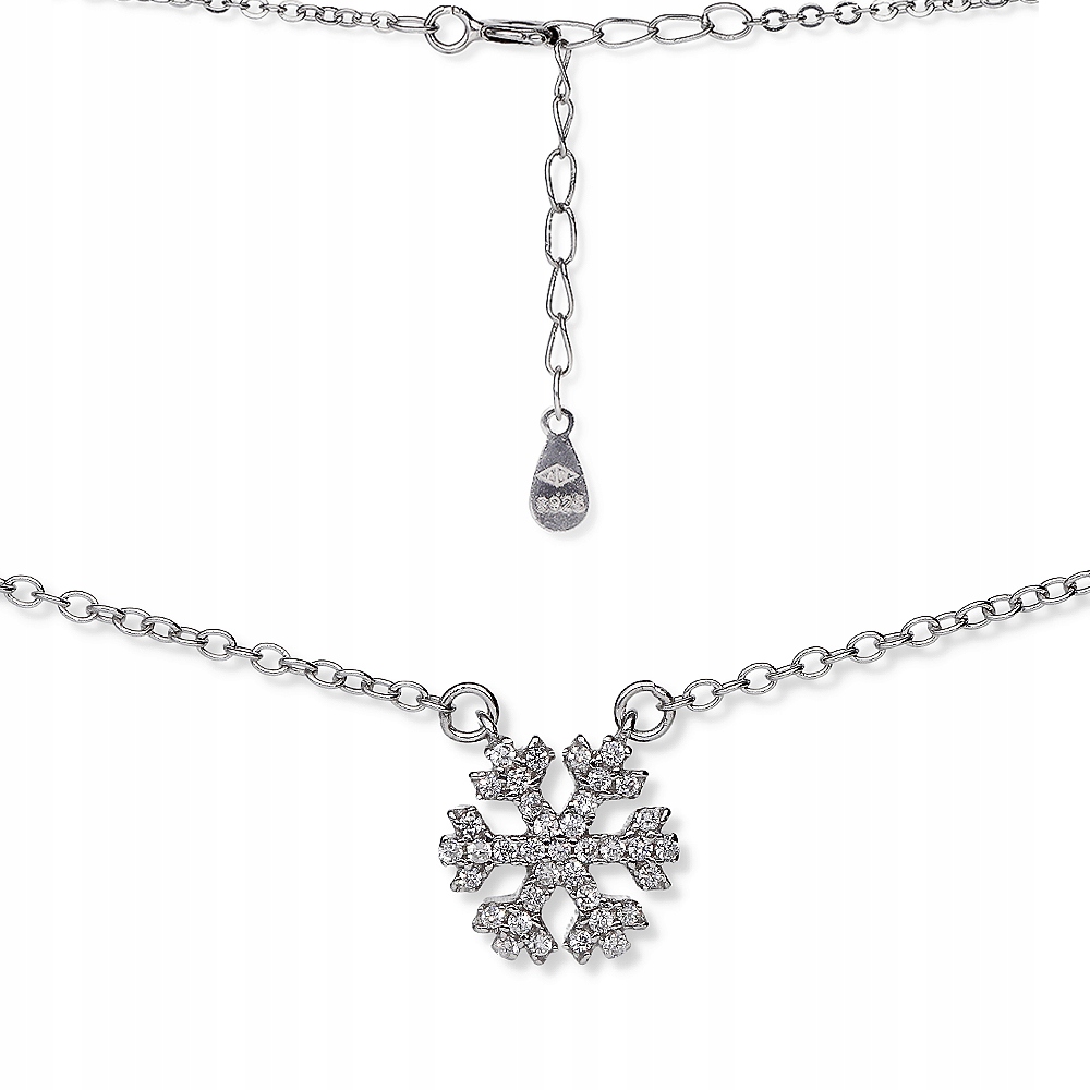 Stříbrný rhodiovaný náhrdelník Ag 925 se sněhovou vločkou 020N