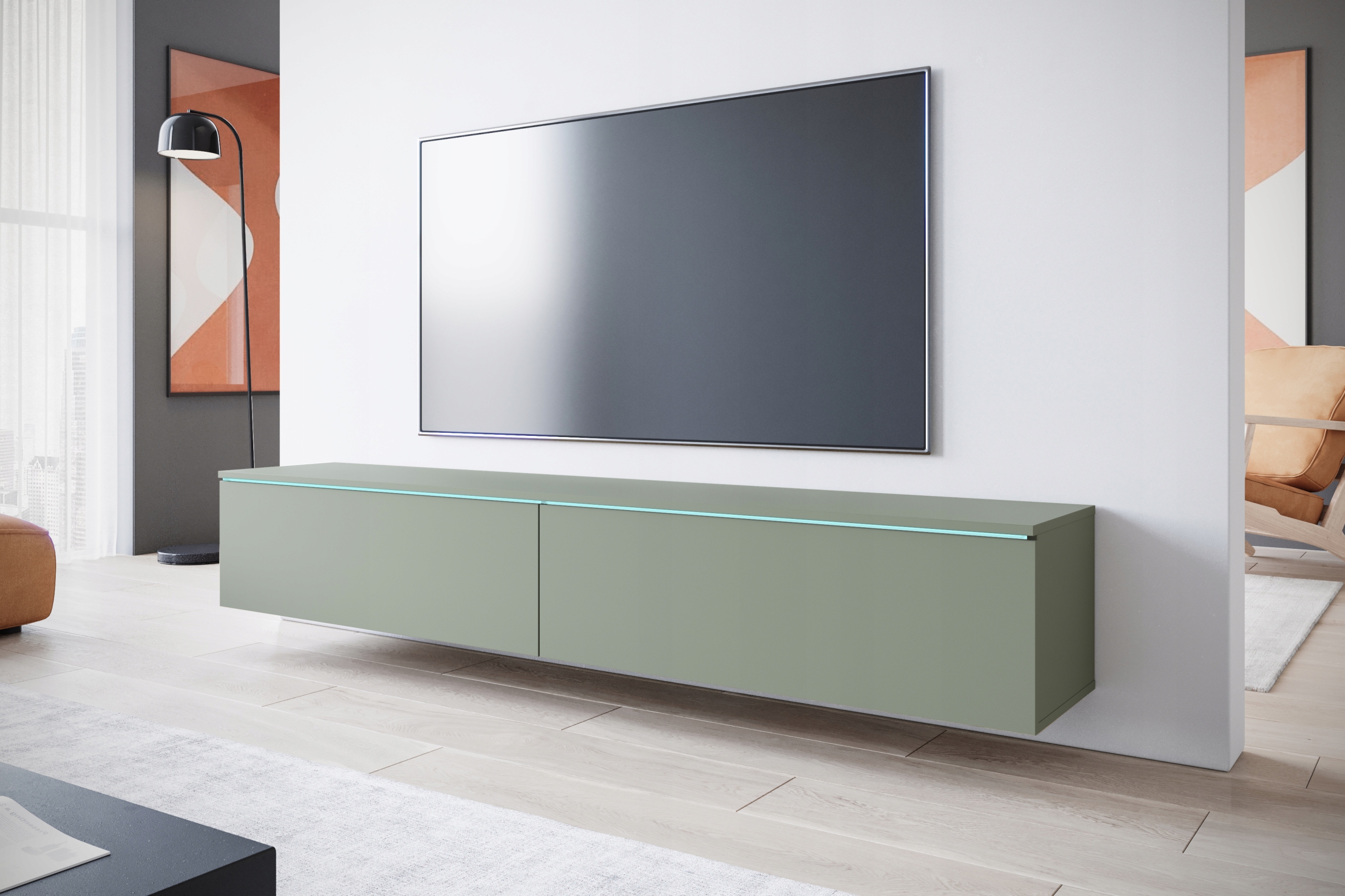 Szafka RTV Lowboard D 180cm DĄB WOTAN / BIAŁY POŁYSK Kolor frontów biały