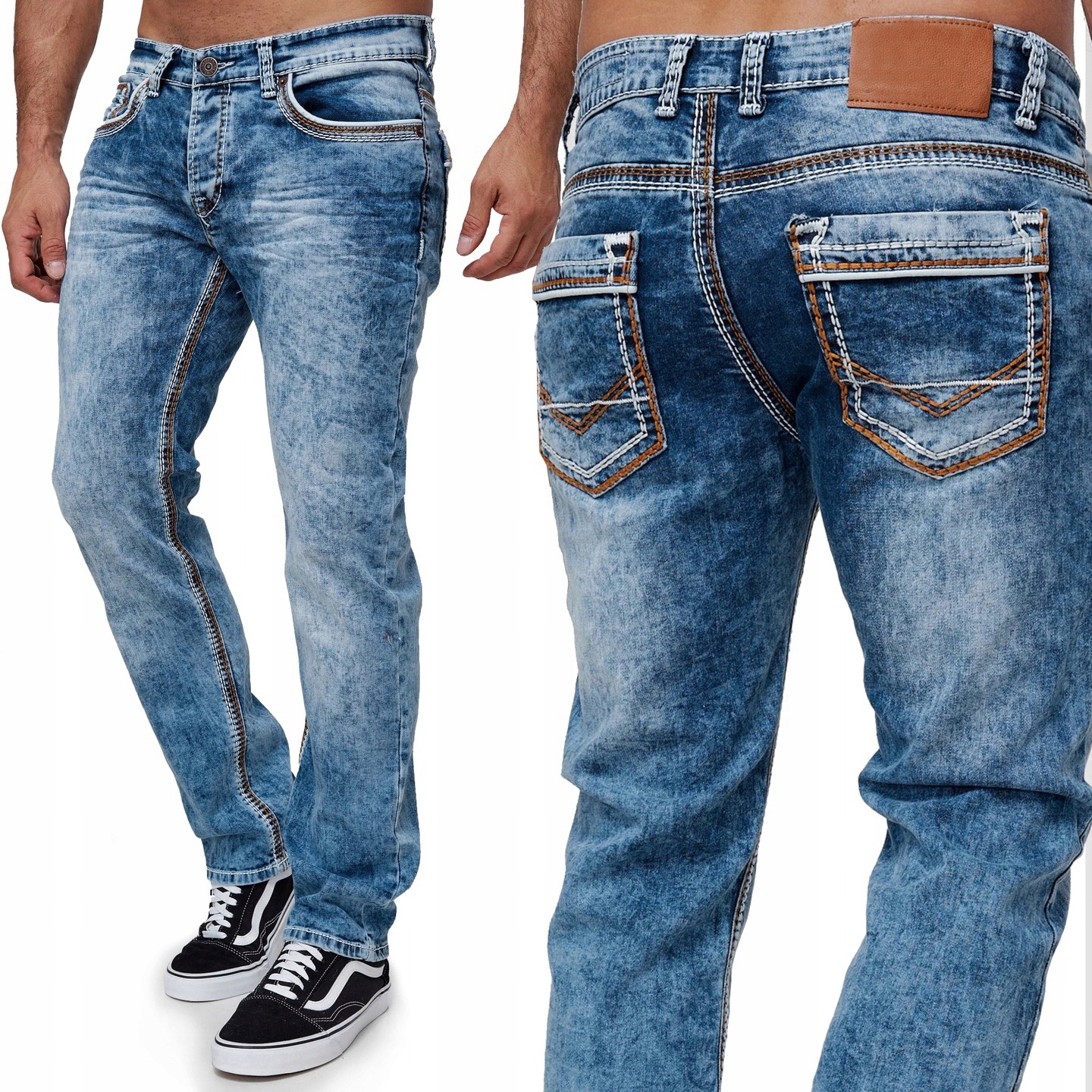 Džíny Džínové kalhoty Denim Regular Tlustá nit