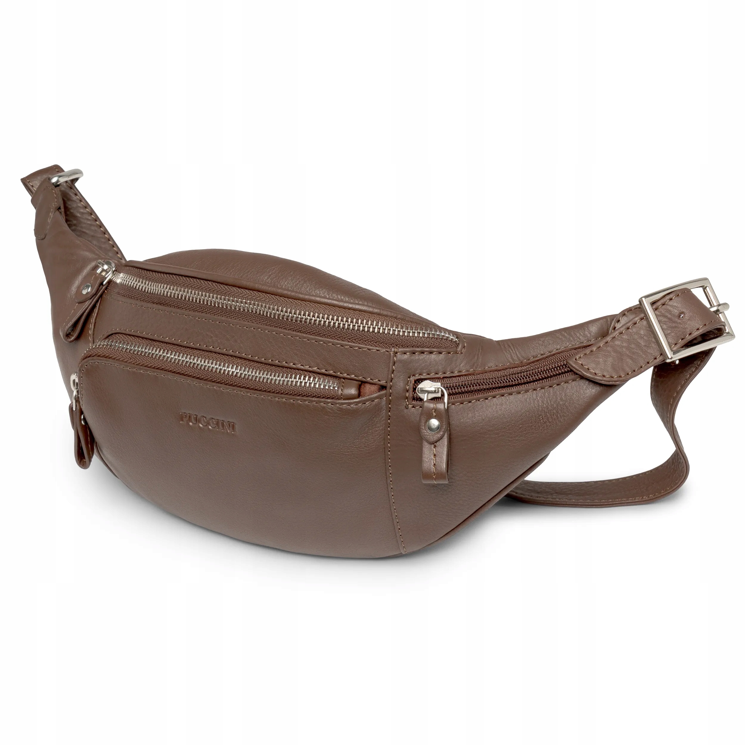 Dámská/Pánská Kožená Ledvinka/Kapsa na Opasek Puccini Hnědá LGD8386-2