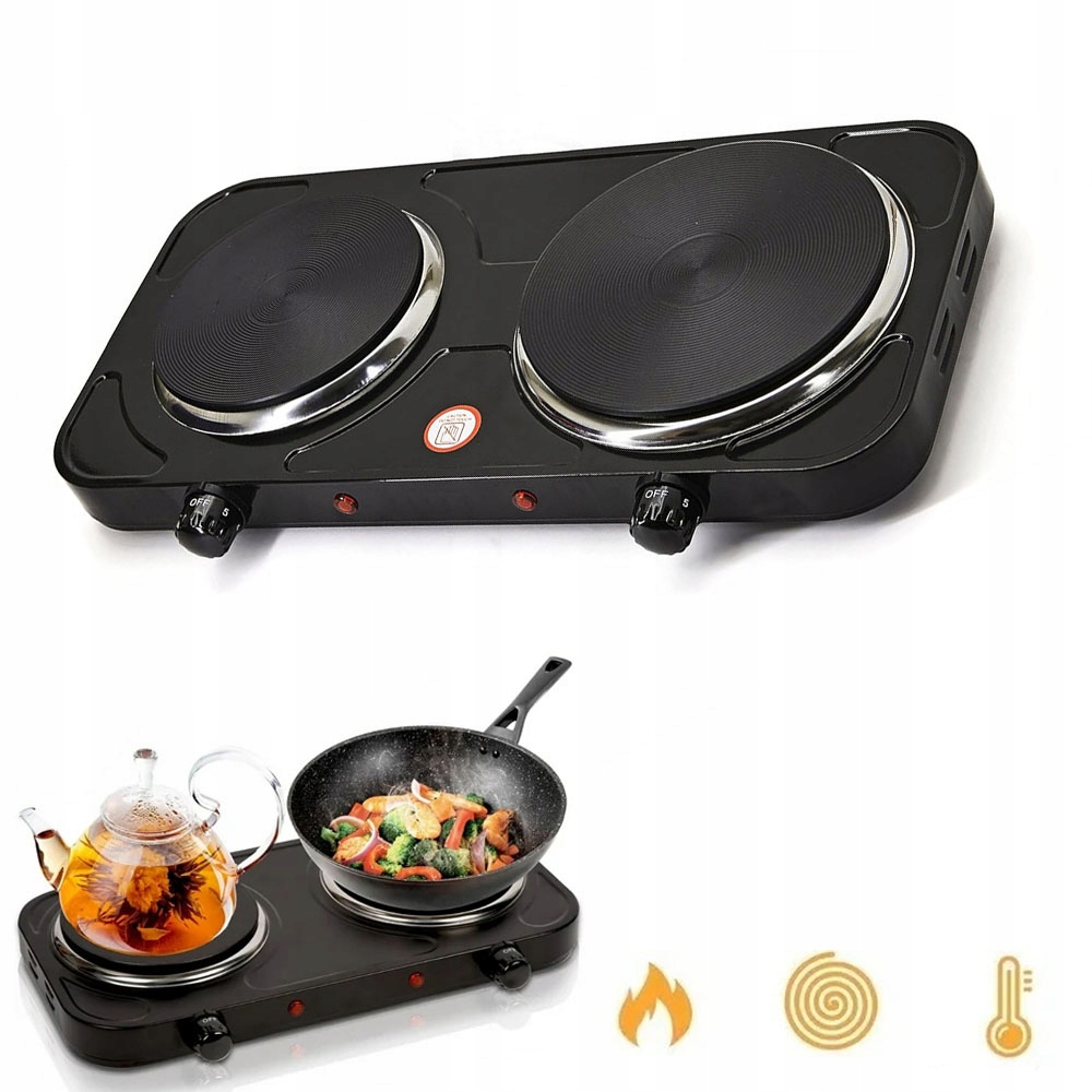 Kuchenka Elektryczna Dwupalnikowa Płyta Grzewcza Na Prąd Przenośna 2000W