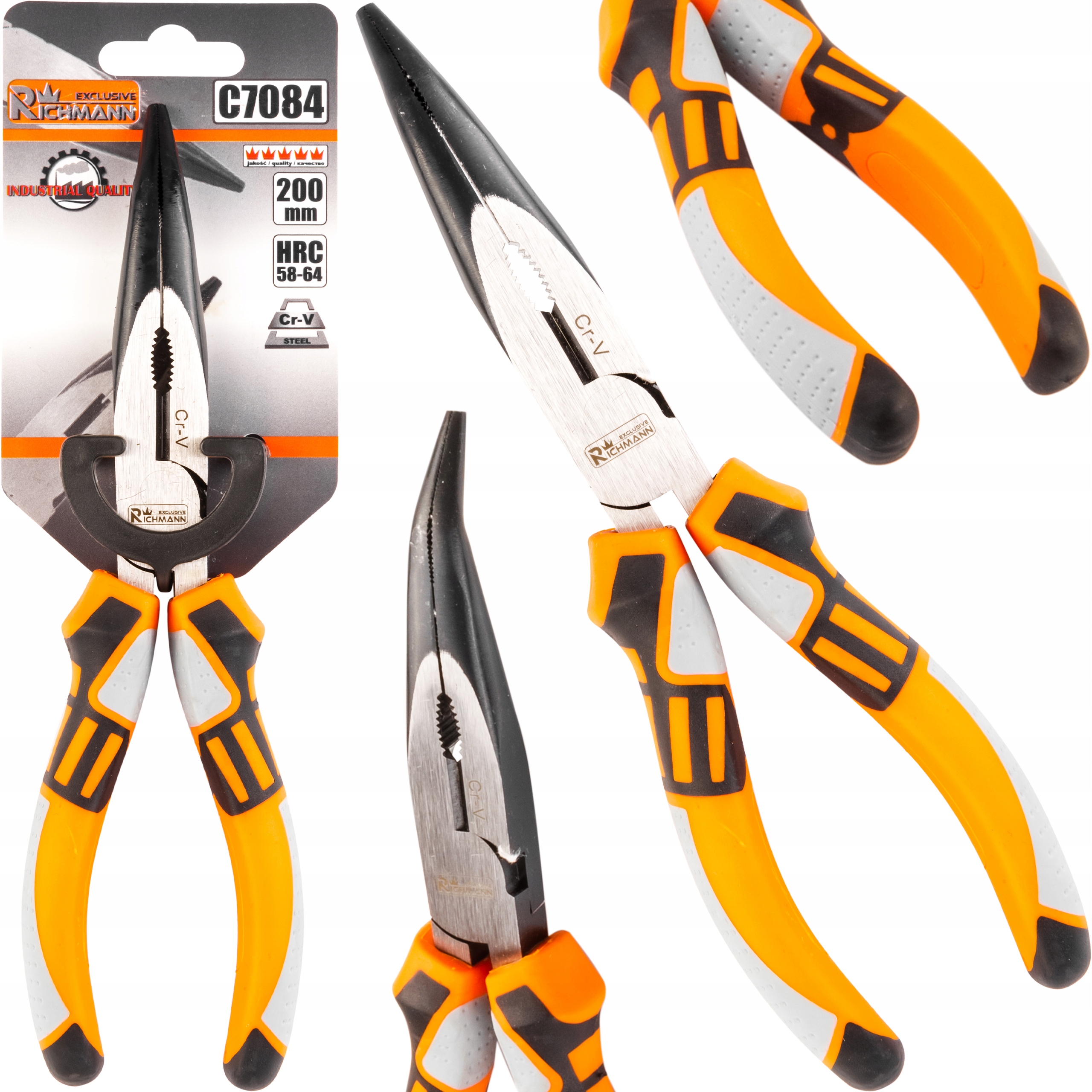 

Szczypce Półokrągłe Wygięte Wydłużone CrV 200mm