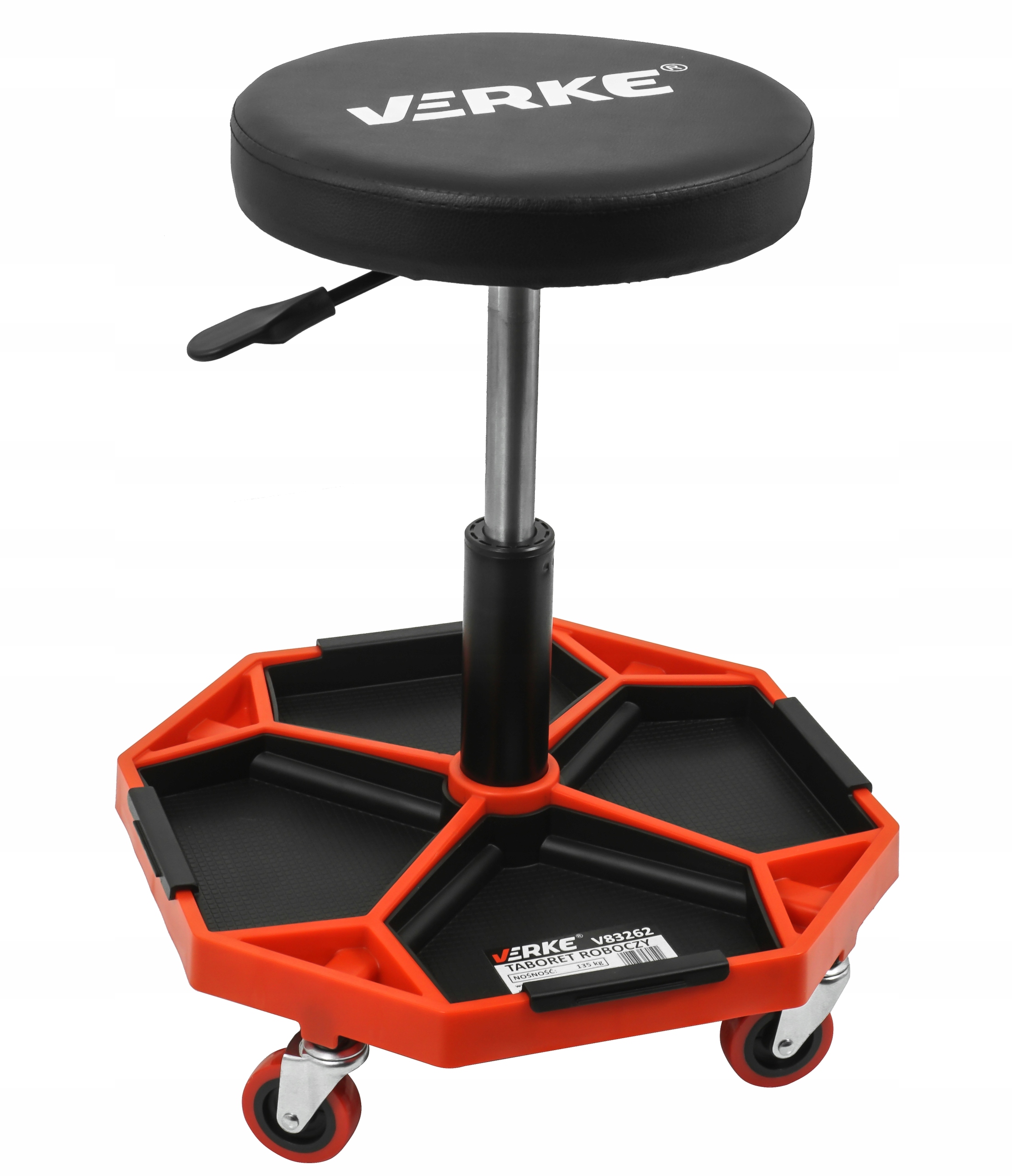TABORET WARSZTATOWY VERKE OBROTOWY STOŁEK SIEDZISKO +PRZEGRODY NA NARZĘDZIA EAN (GTIN) 5904673570592