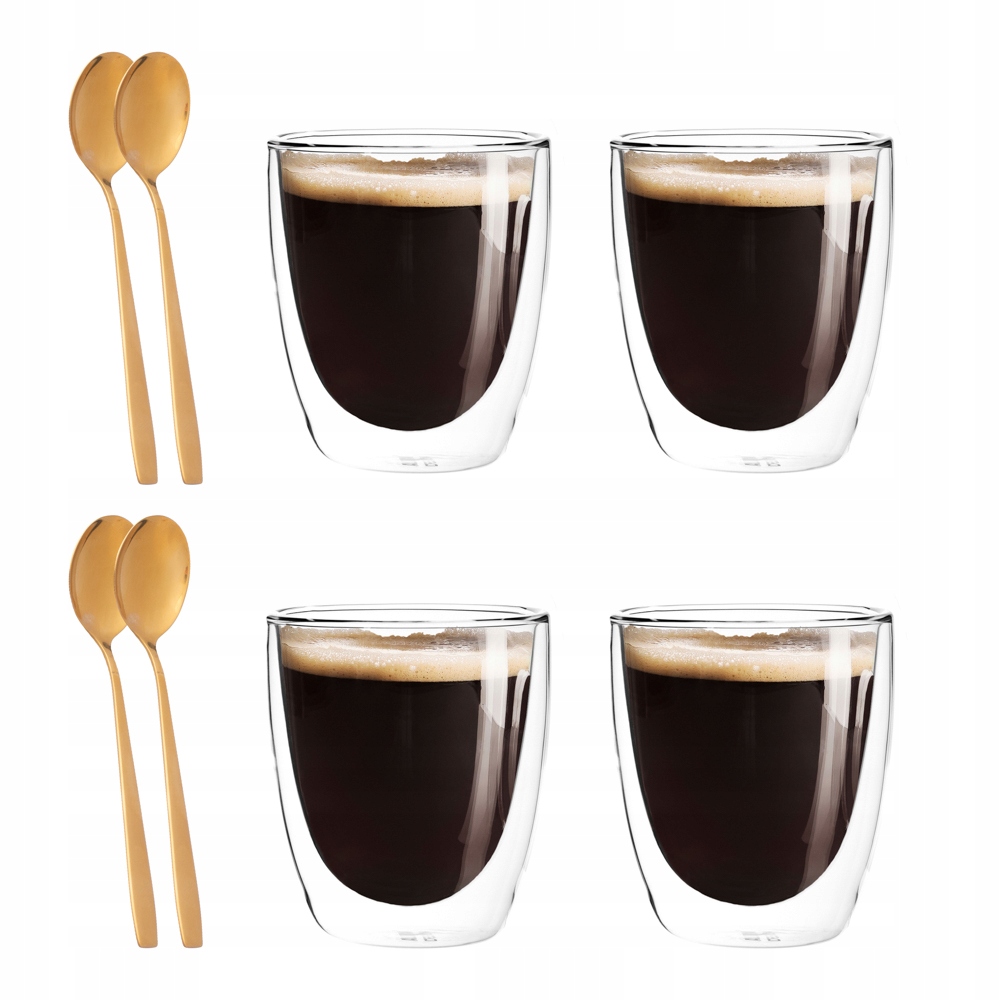 

4x Szklanki Termiczne Kubki Latte Kawa Łyżeczki