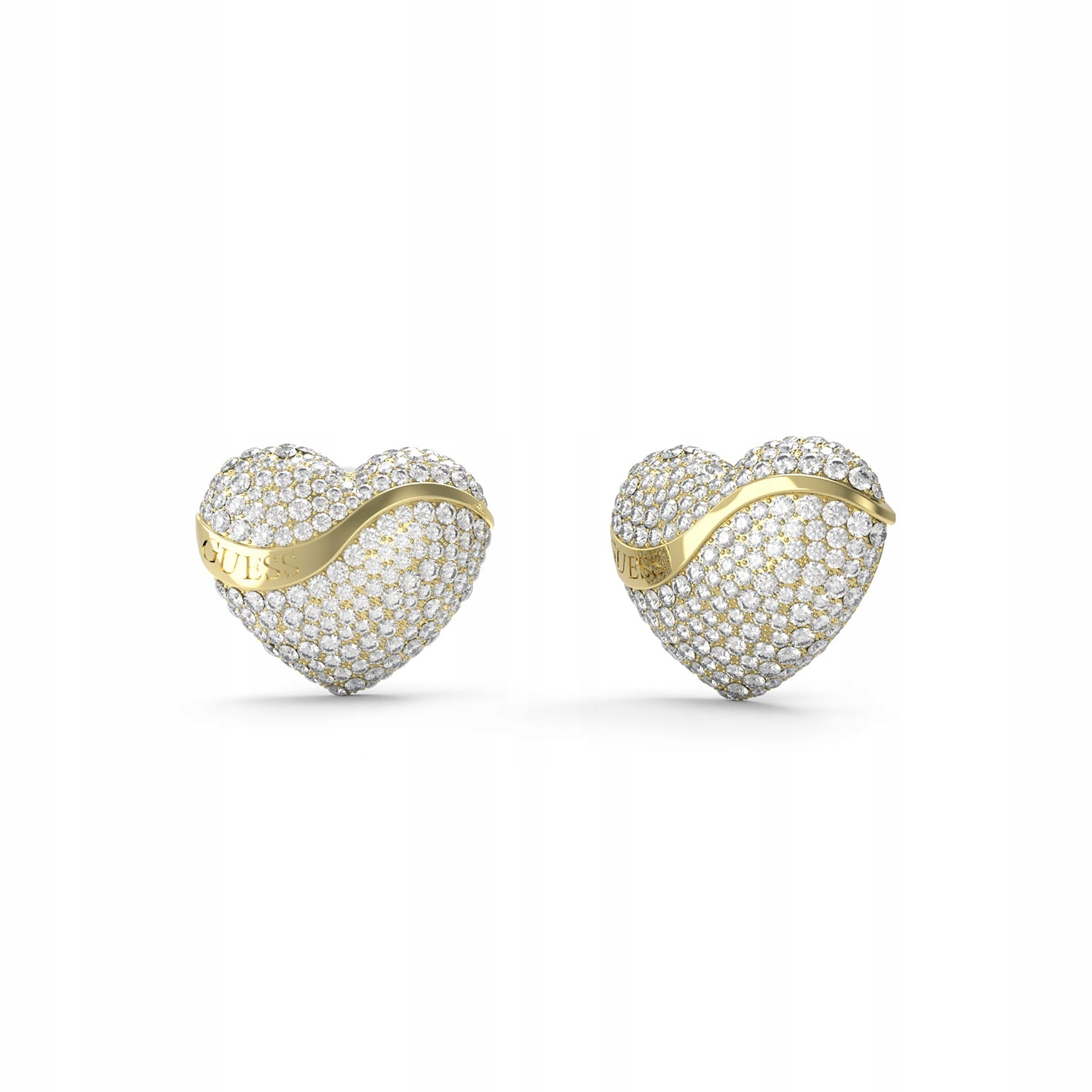 Náušnice Guess In My Heart Srdce ze zirkonu tyčinky ocel pozlacené