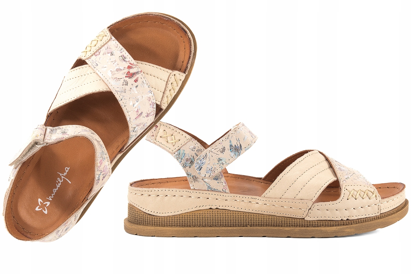 Maciejka L7064-37 Dámské Kožené Sandály Komfort Na Platformě květiny 40