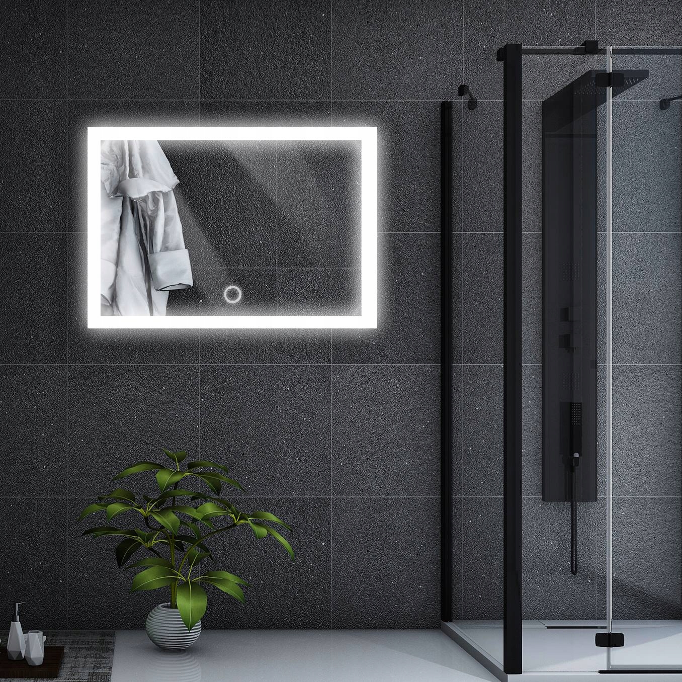 LUSTRO ŁAZIENKOWE LED 60x80 WŁĄCZNIK DOTYKOWY Szerokość 600 mm