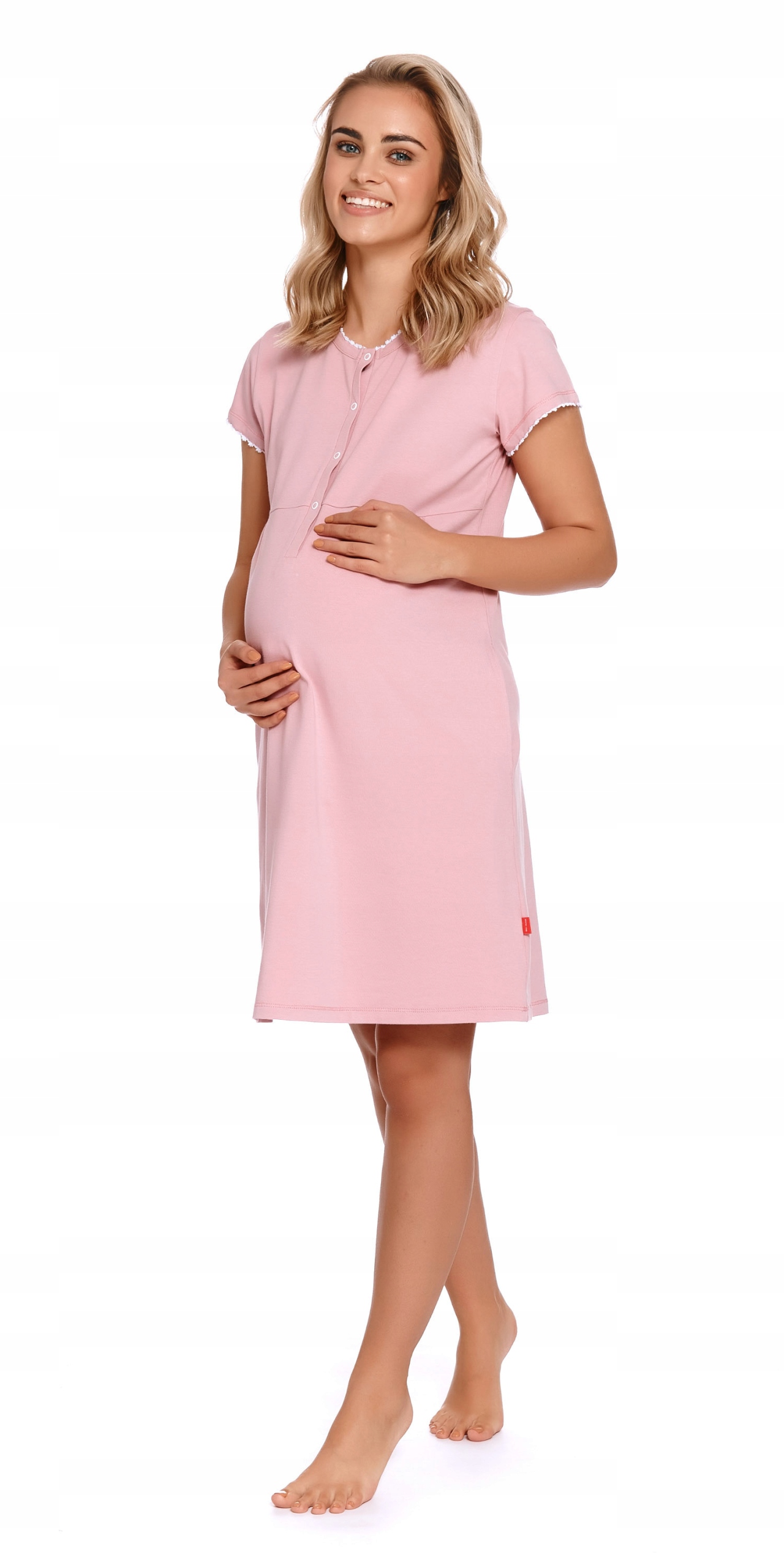 Ночная рубашка для кормления, гладкая, для беременных, пуговицы M, розовый