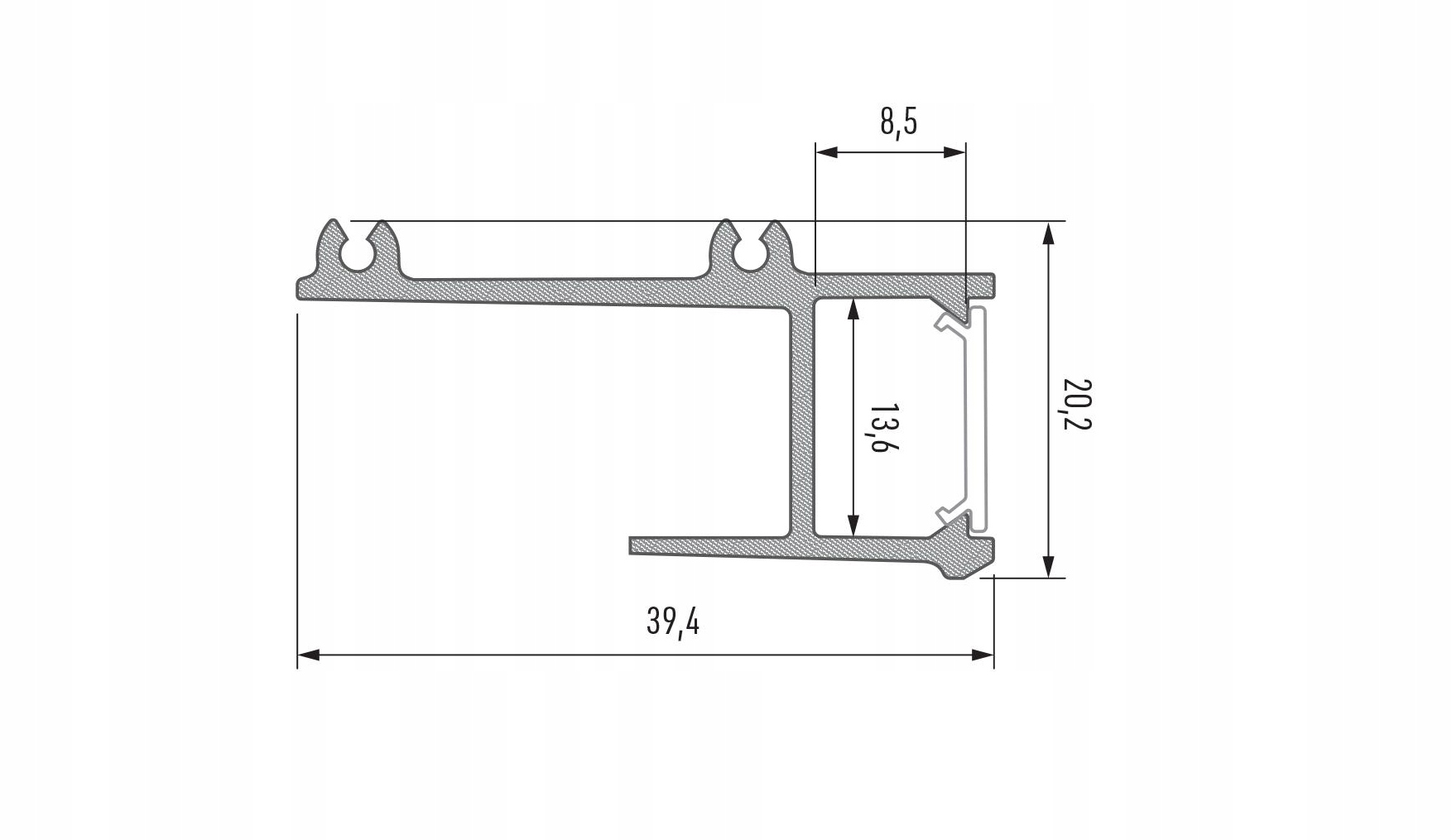 PROFIL LED KRAWĘDZIOWY SUFITOWY SUFIT PODWIESZANY APA12 BIAŁY 3m Z KLOSZEM Typ profil do LED