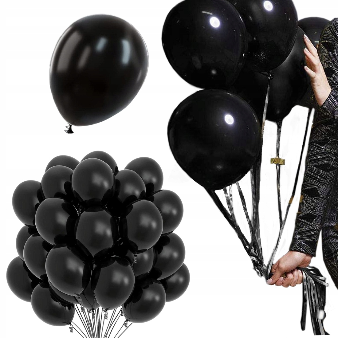 

Czarne Mocne Balony 50szt Ślub Wesele Urodziny Bal