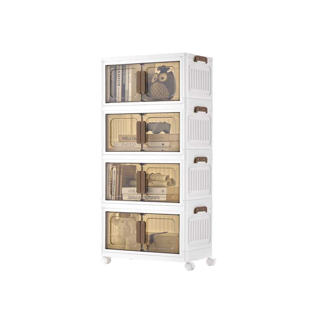 Úložné boxy, organizér do obývacího pokoje 26x45x91 cm, bílé a hnědé