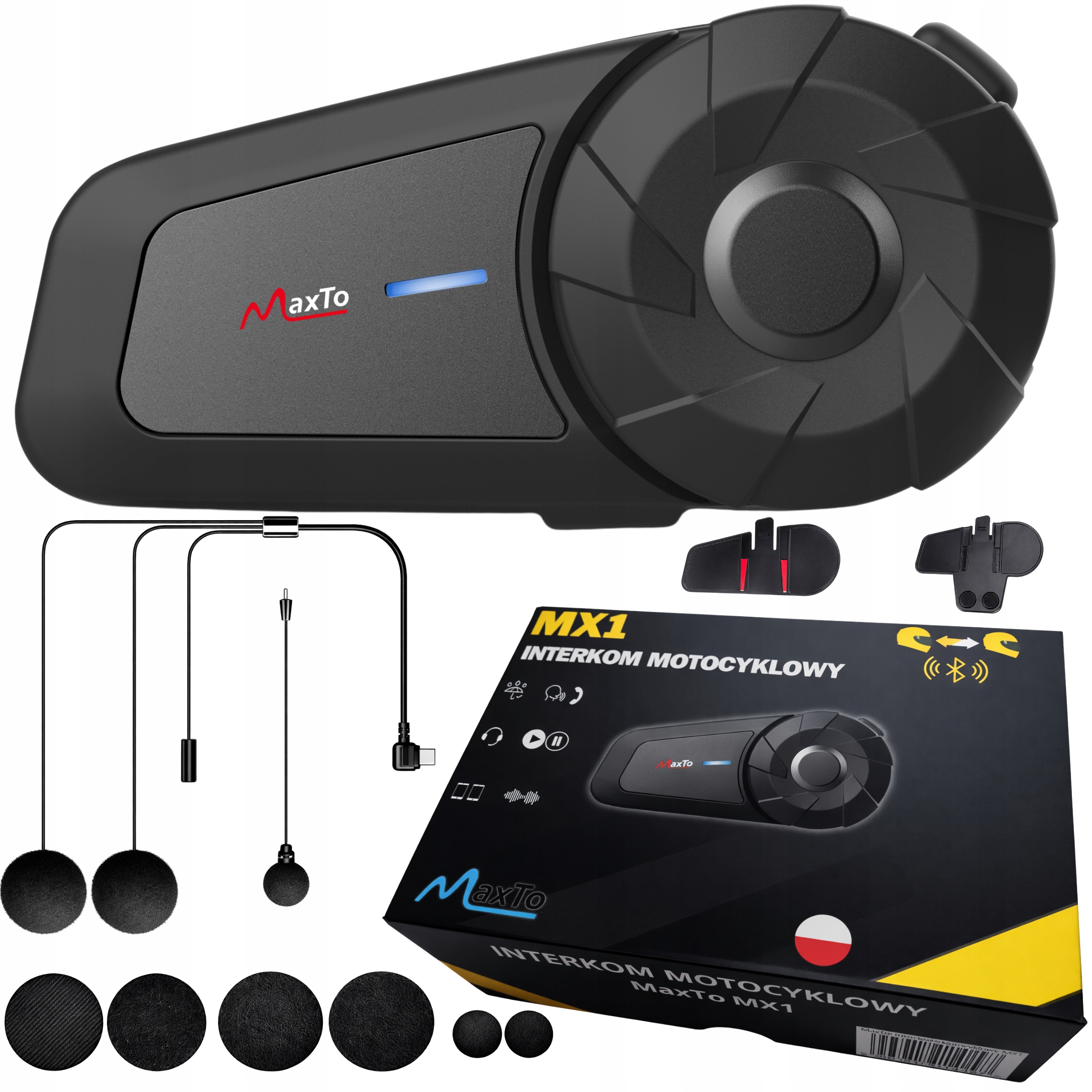 Motocyklový Bluetooth Interkom Maxto MX1 Bluetooth|polský Lektor