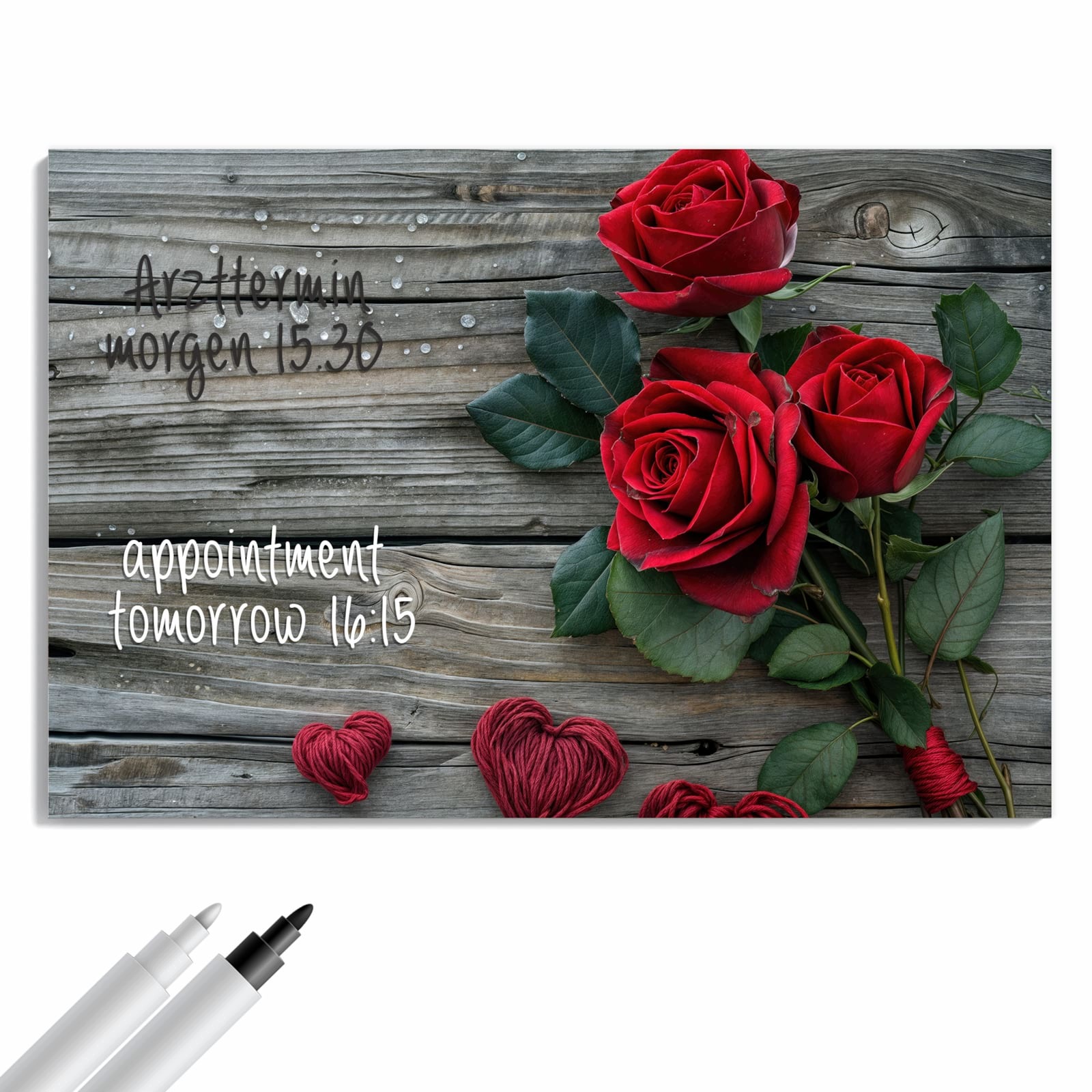 Magnetická tabule Romantické Srdce s růží 90 × 60 cm
