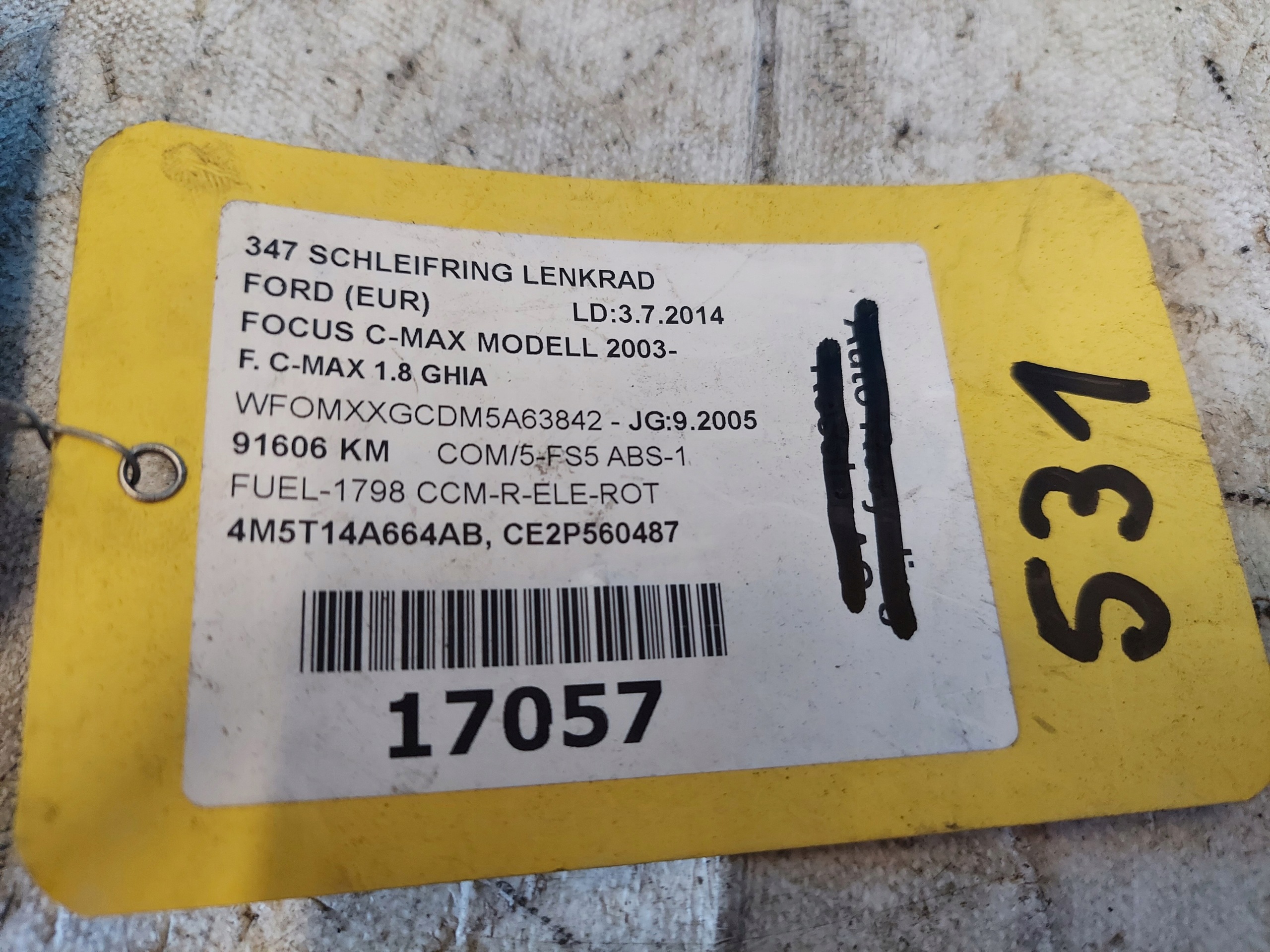 kroužek airbag FOCUS C-MAX MK a 4M5T14A664AB