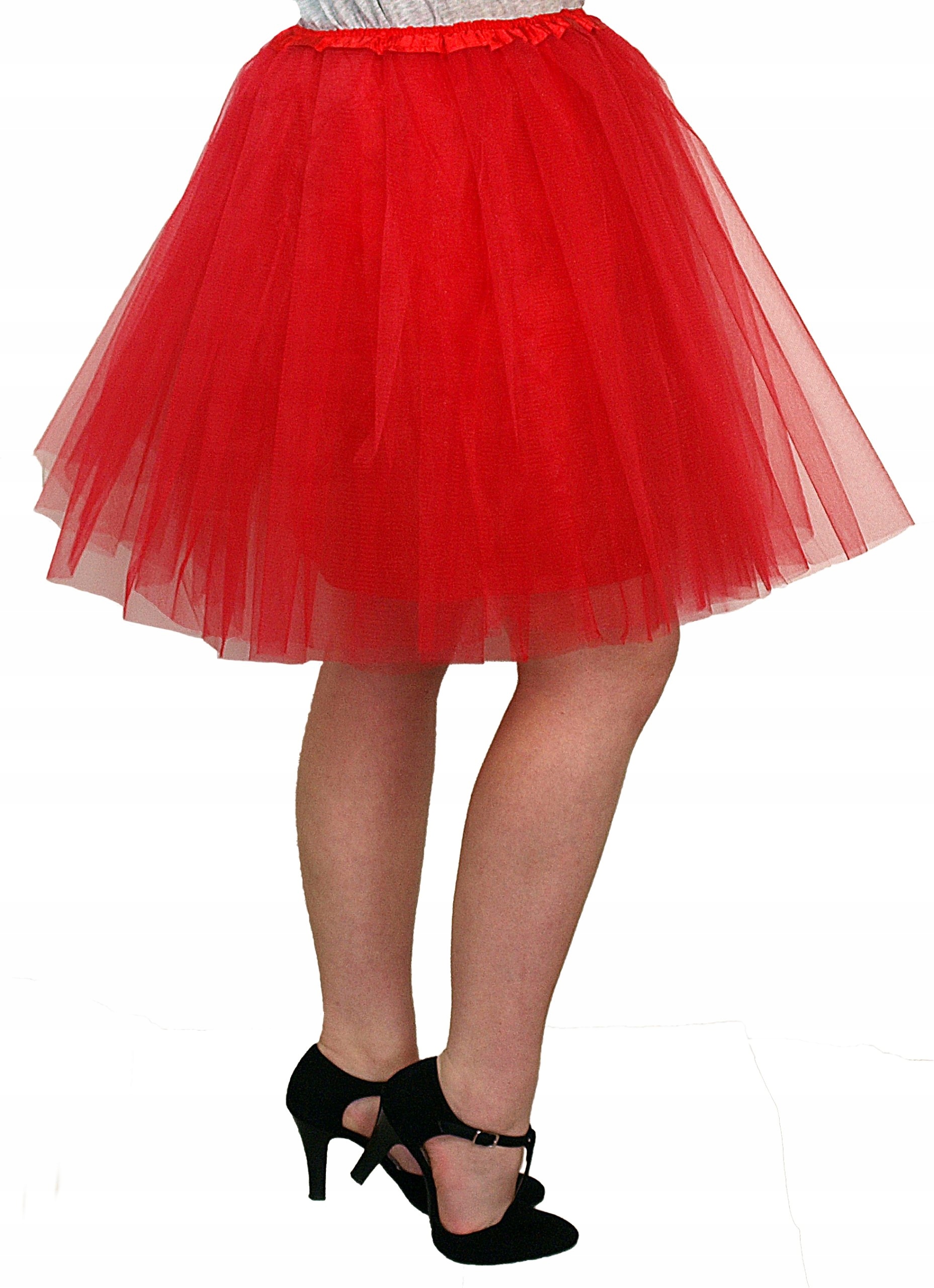 SPÓDNICZKA TIULOWA podszewką SPÓDNICA 50cm CZERWON