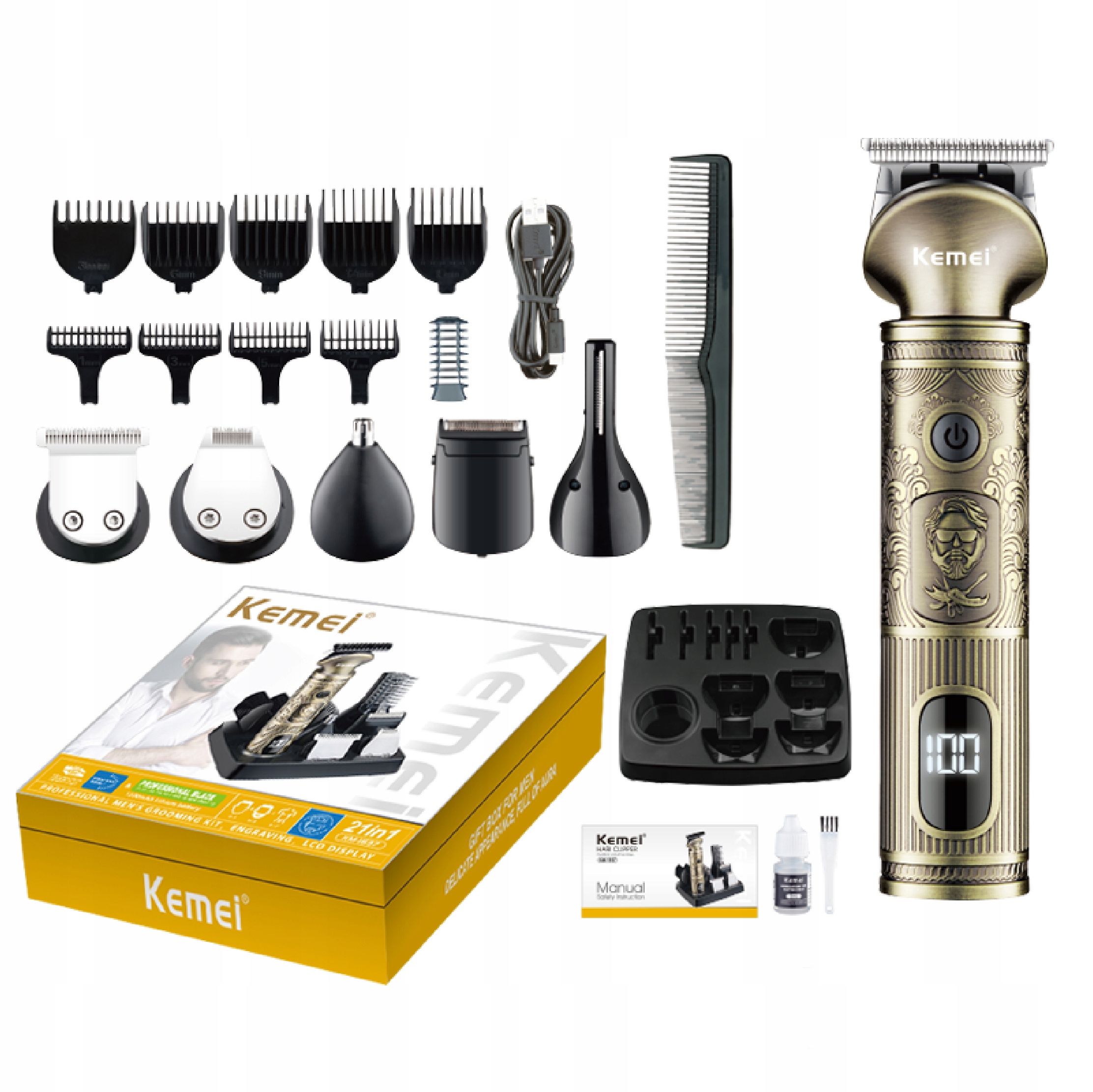 Golarka Do Włosów Nosa Uszu Brwi Maszynka Strzyżenia Brody 7W1 Profesional