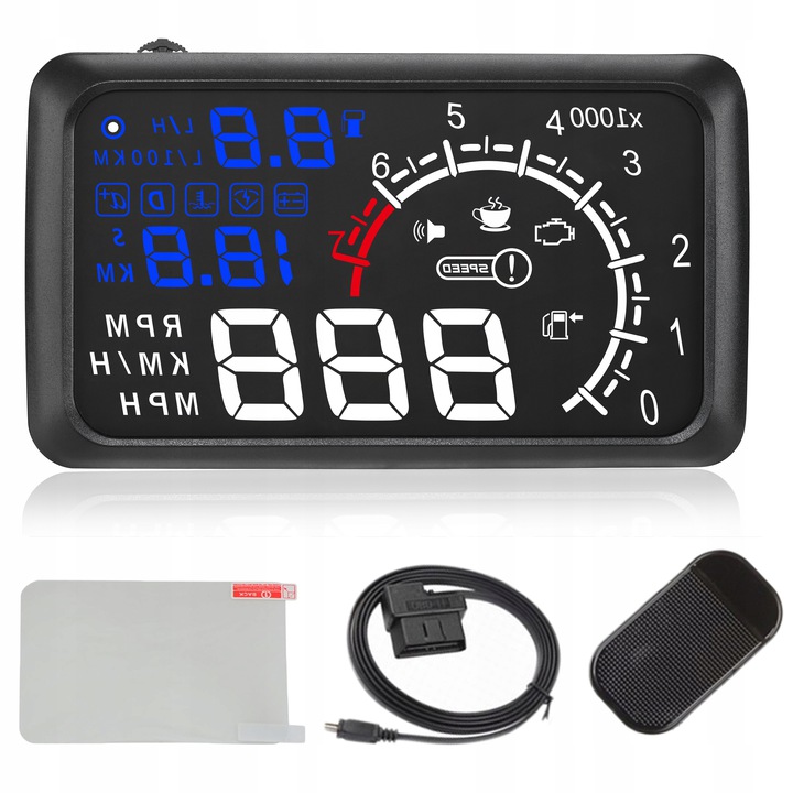 WYŚWIETLACZ PROJEKTOR HUD OBD2 FOLIA HUD HED UP HUD NA SZYBĘ LED LCD HUD