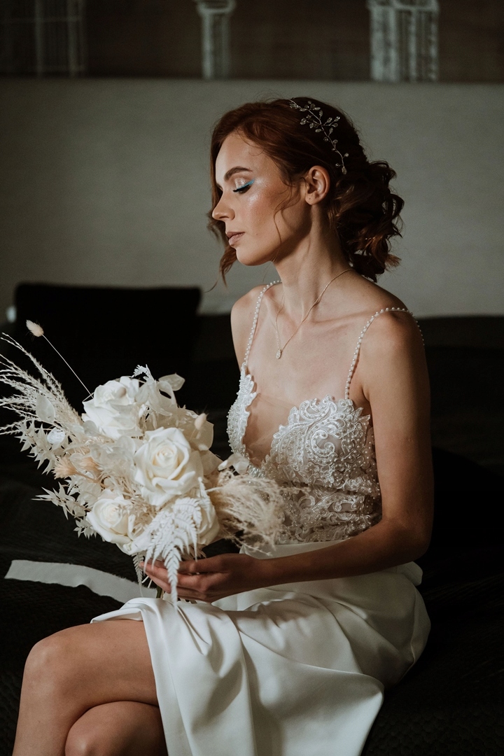 ŁAŃCUSZEK rose gold łezka wisząca ŚLUBNY glam boho Kamień Cyrkonia