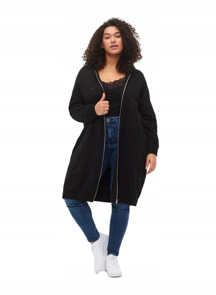 Tunika Plus Size Zizzi Dlouhá Mikina S Kapucí Tepláková 158B 44