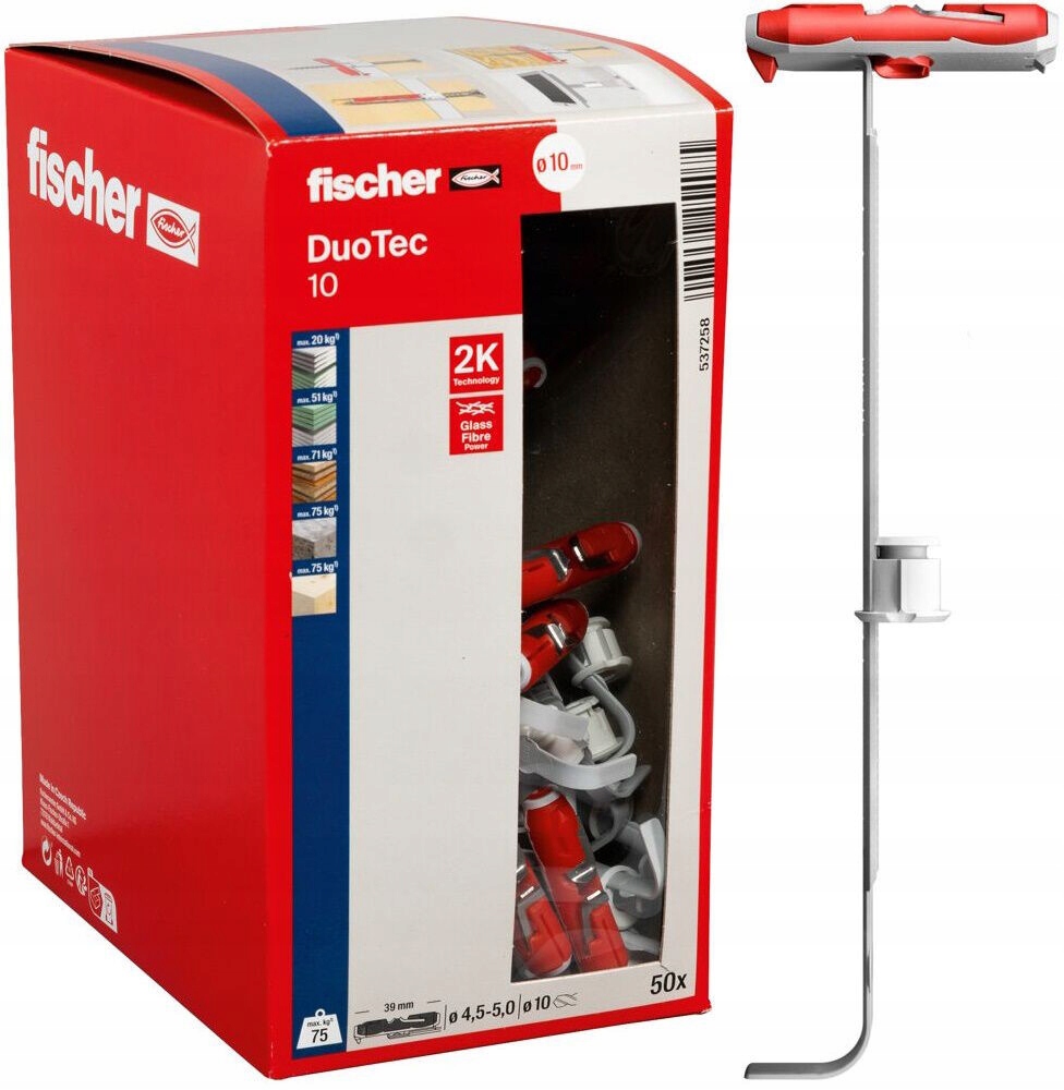 Upínací kolíky pro desky Gk bez šroubu, sada Duotec 10 50 Ks Fischer